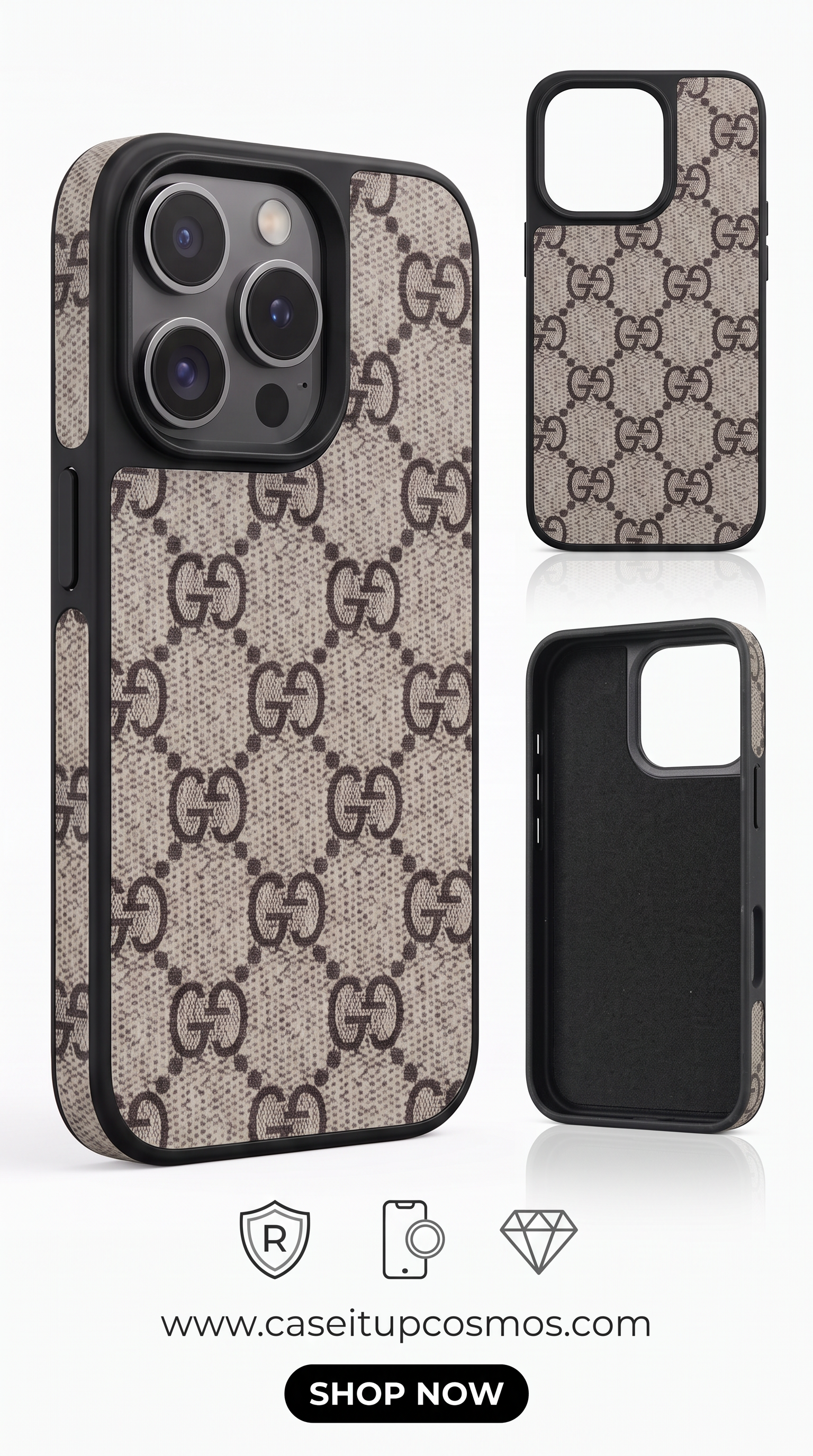 Luxury Woven Jacquard Monogram Case for iPhone | Raised Lens Guard