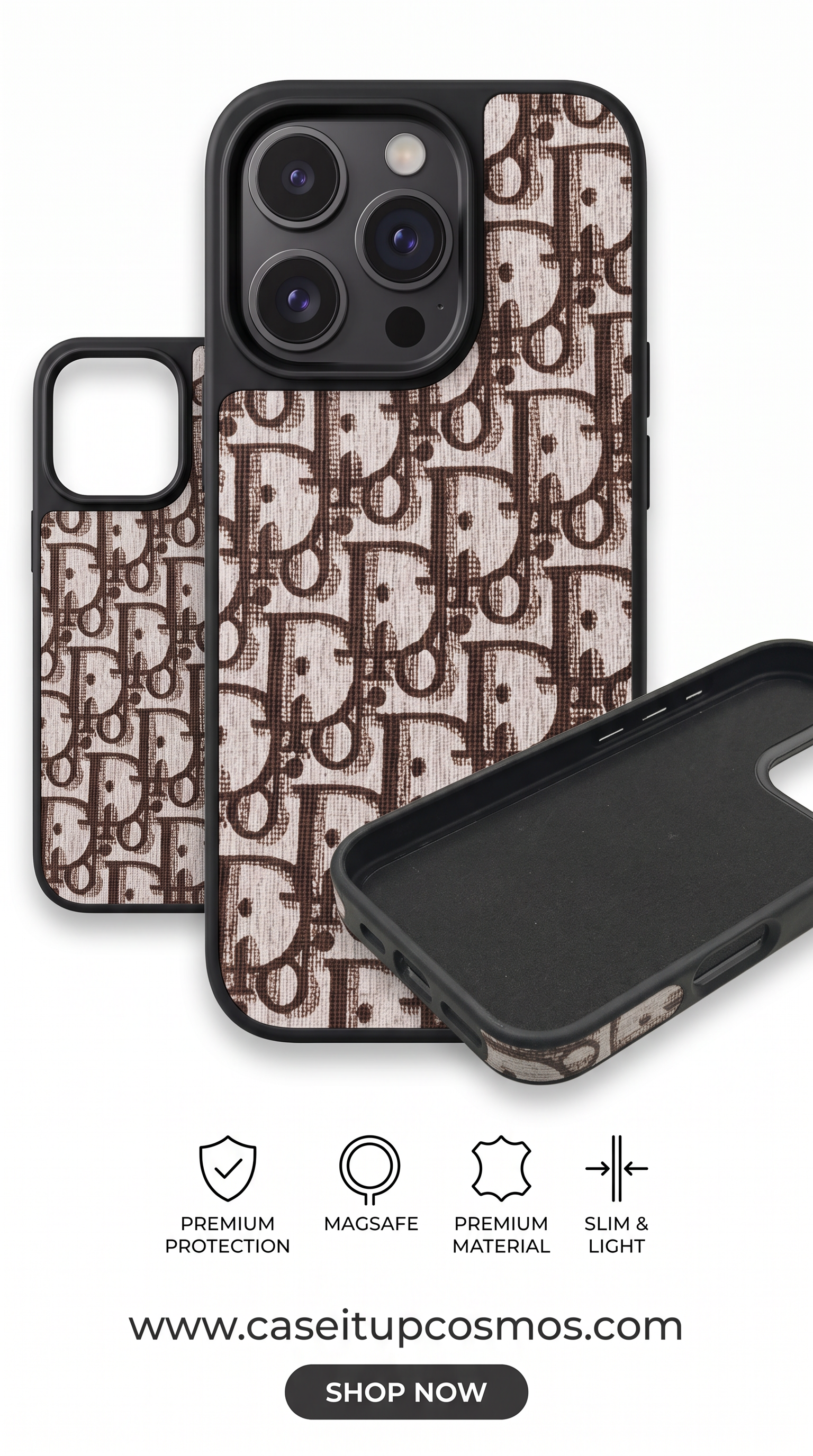 Luxury Woven Jacquard Monogram Case for iPhone | Raised Lens Guard