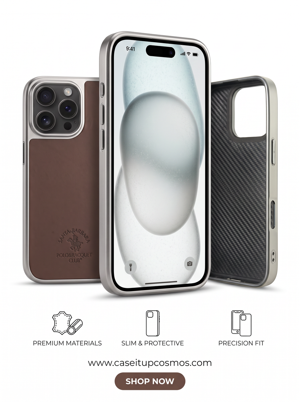Cosmos™ Santa Barbara Polo Leather iPhone Case | Carbon Fiber Interior