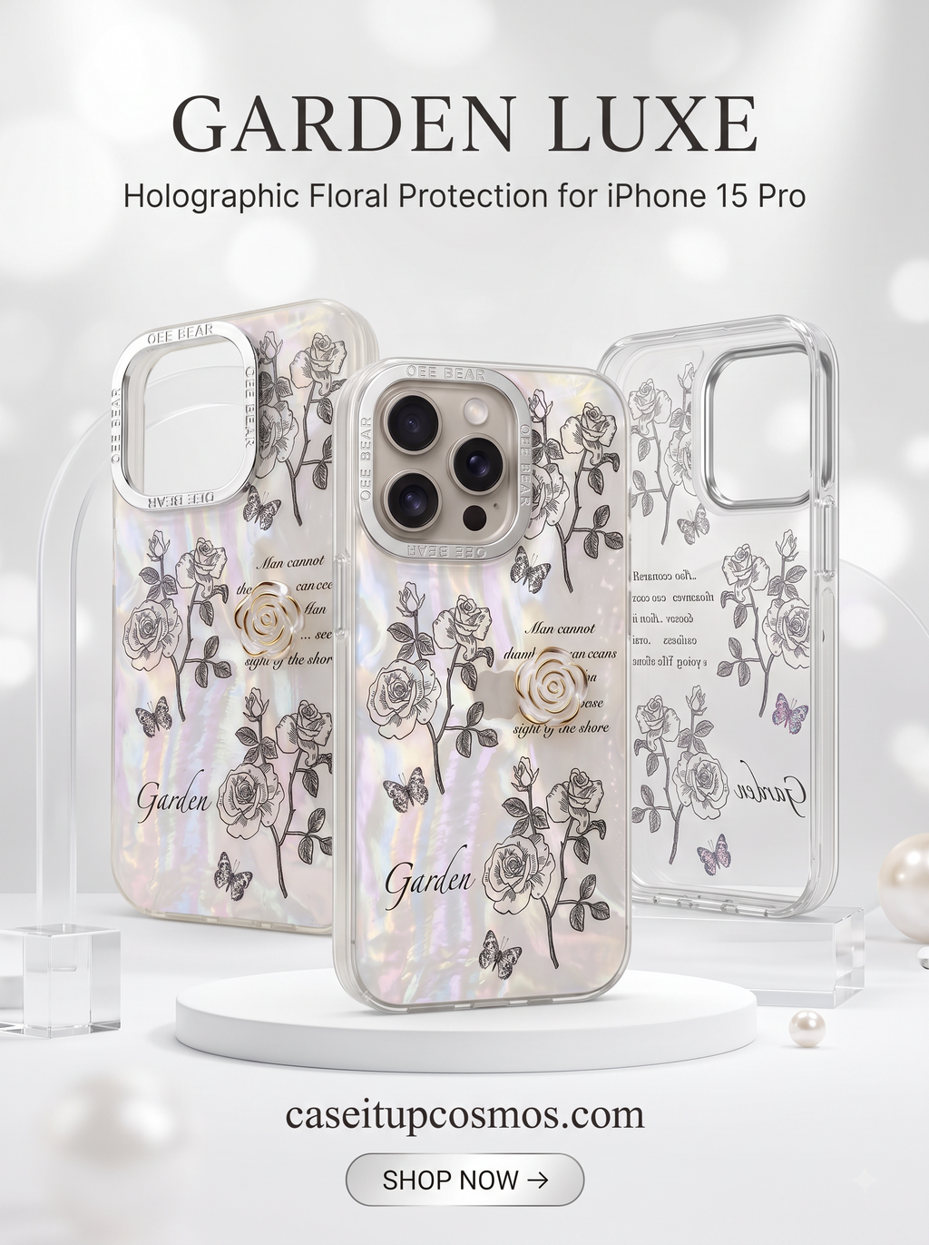Garden Luxe™ Holographic Floral Case – Luxury Protective Phone Cover