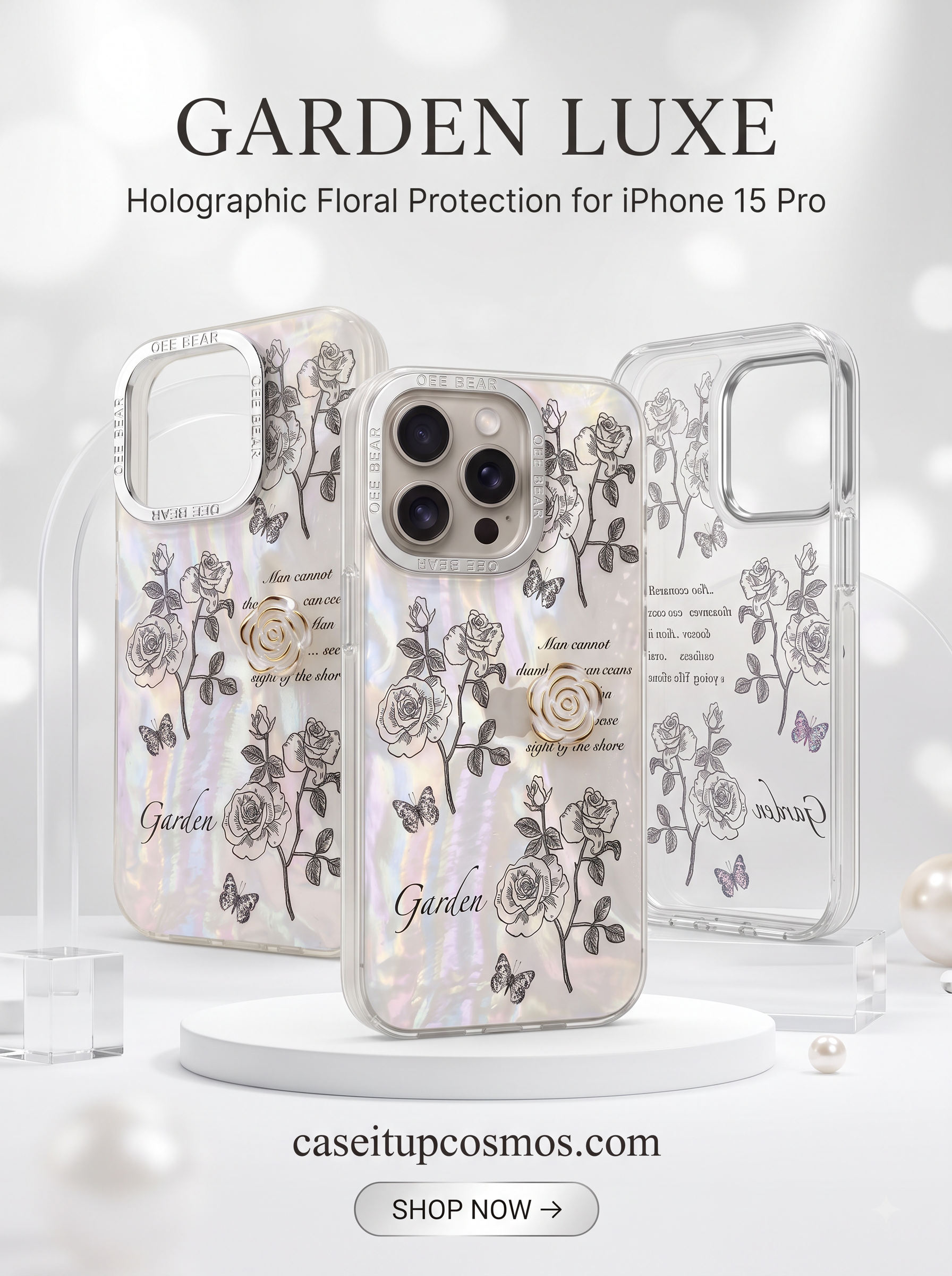 Garden Luxe™ Holographic Floral Case – Luxury Protective Phone Cover