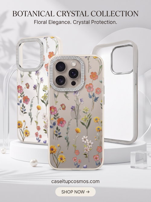 Botanical Crystal™ Floral Diamond Camera Case – Luxury Shockproof Phone Cover