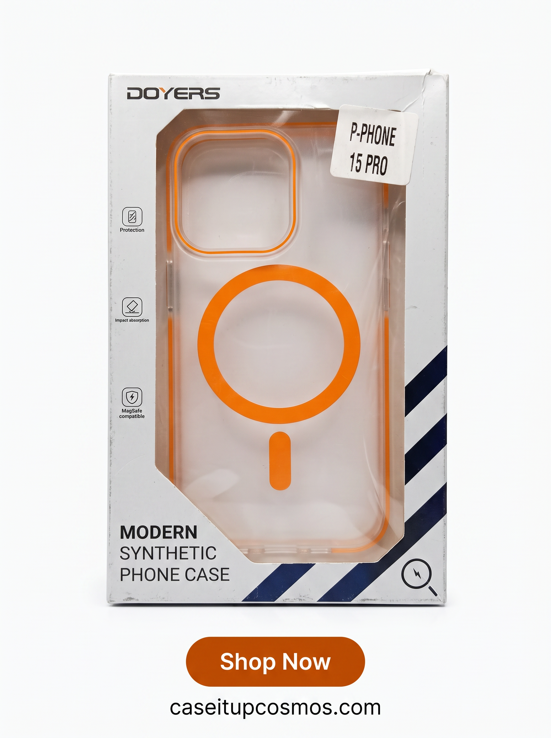 Premier Vertical-Ribbed MagSafe Case with Sunset Orange Accents