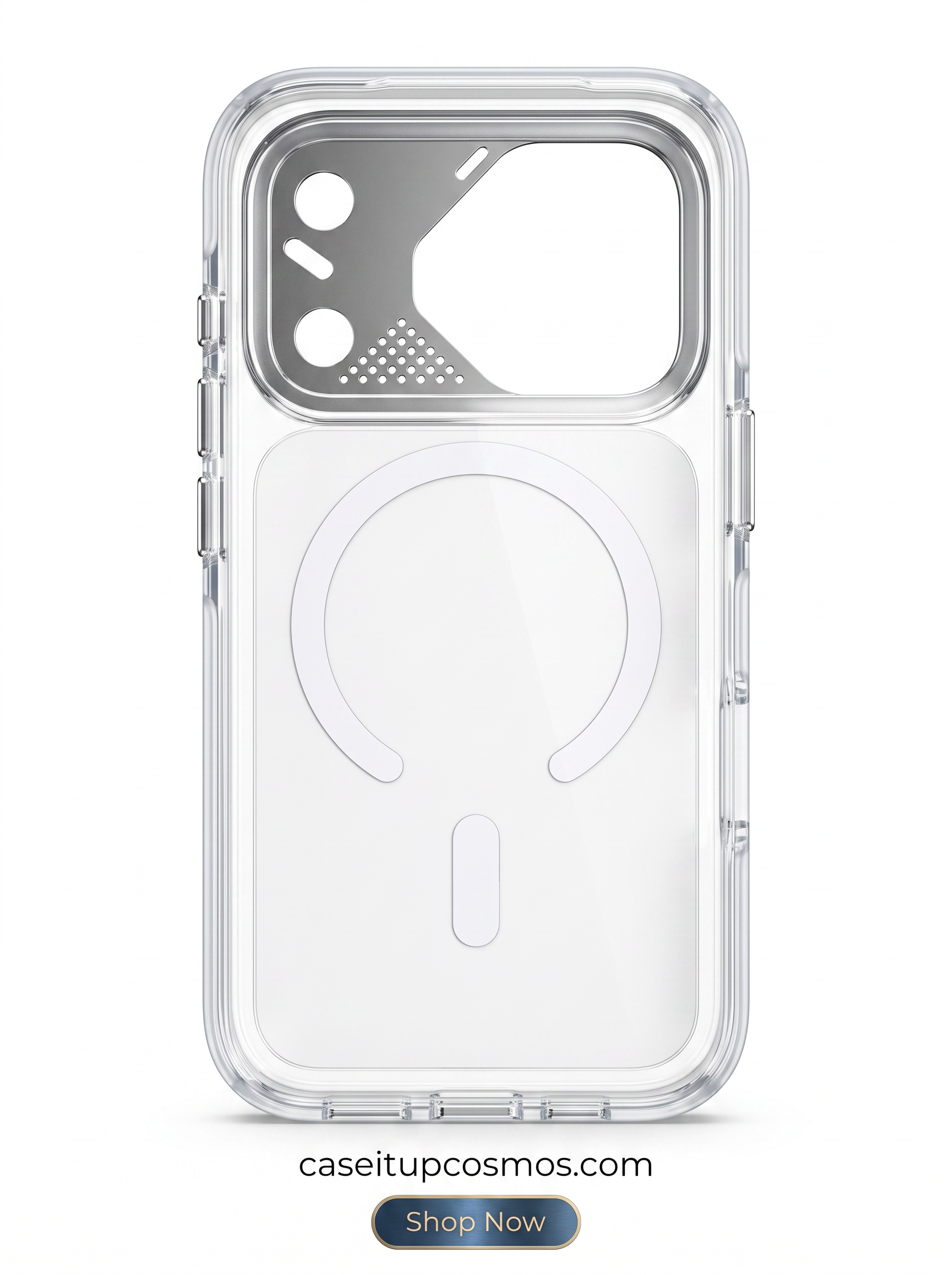 Crystal Clear MagSafe Case – Silver Mecha Visor Shield Edition
