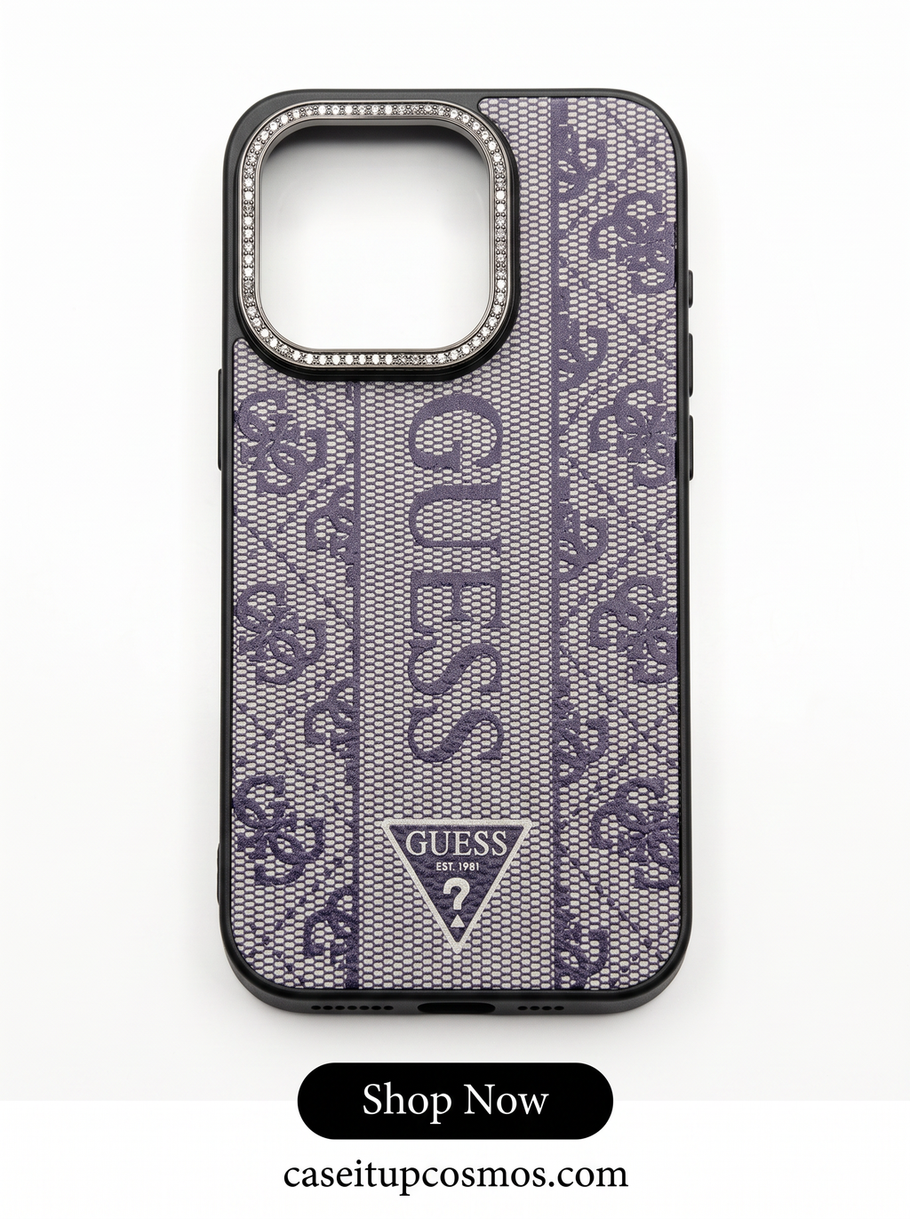 Lilac Monogram Jacquard Case with Diamond Crystal Camera Ring