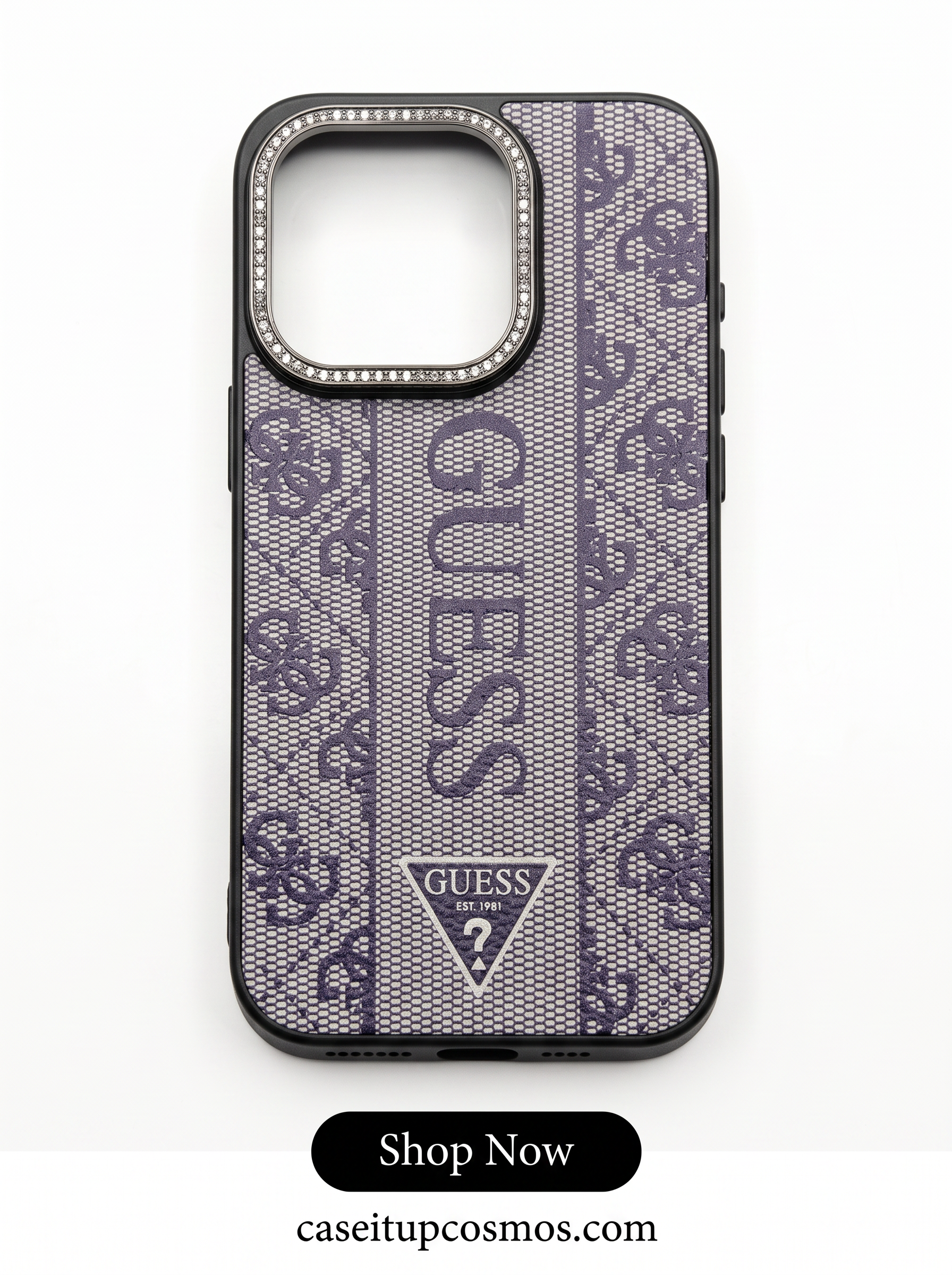 Lilac Monogram Jacquard Case with Diamond Crystal Camera Ring