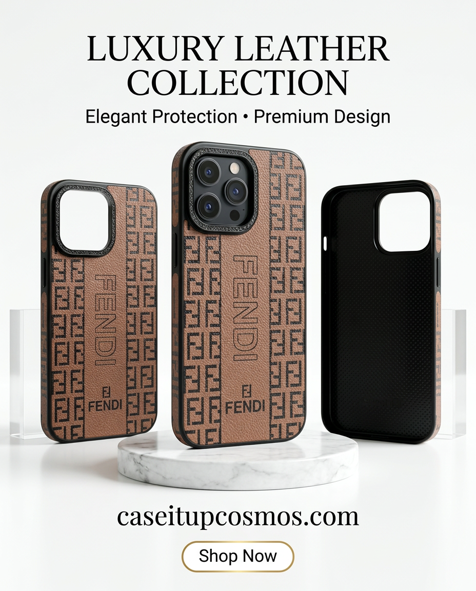 Luxury Leather Monogram Case with Diamond Crystal Camera Ring