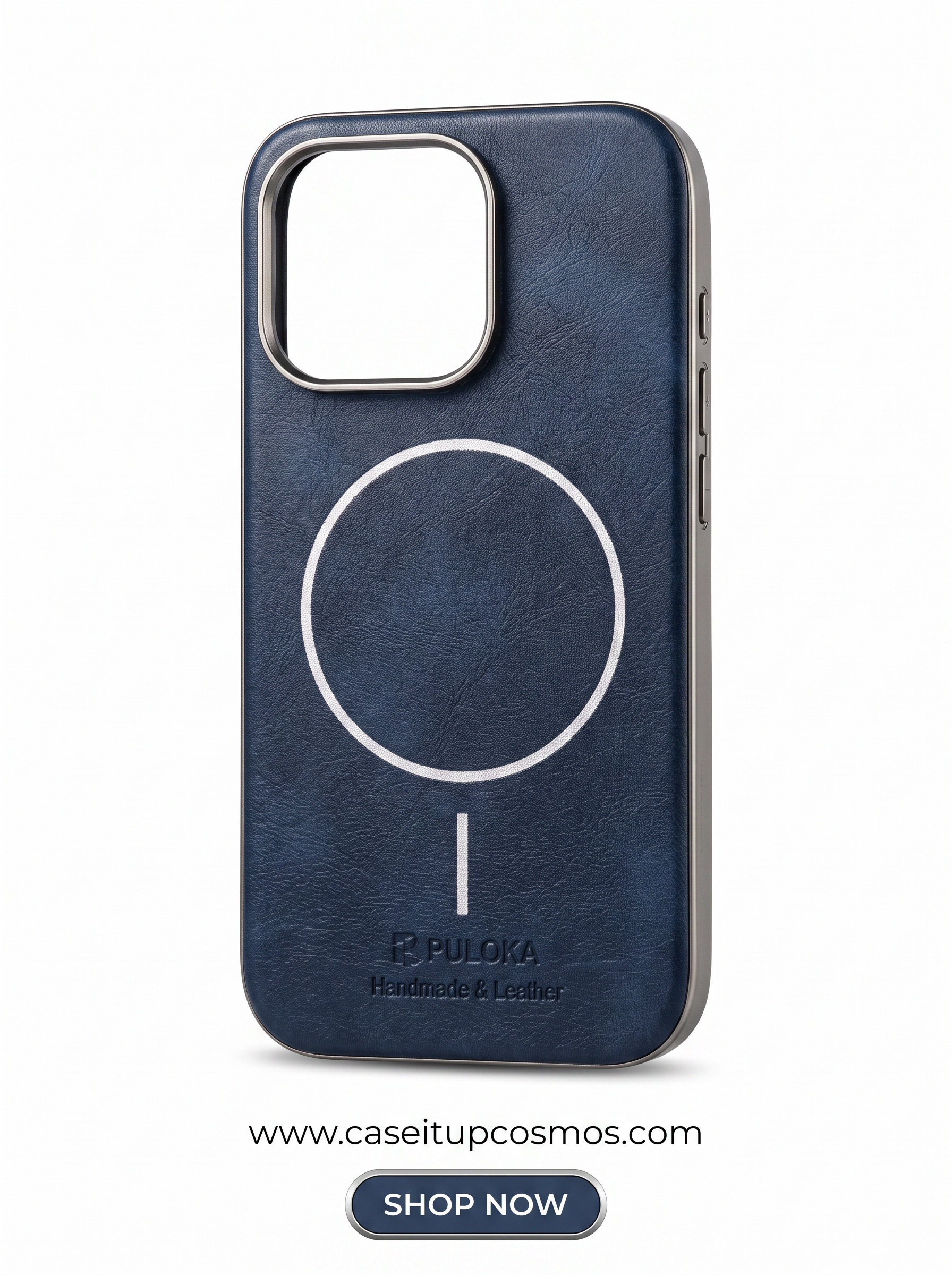 PULOKA Handcrafted Leather MagSafe iPhone Cover with Metallic Camera Shield