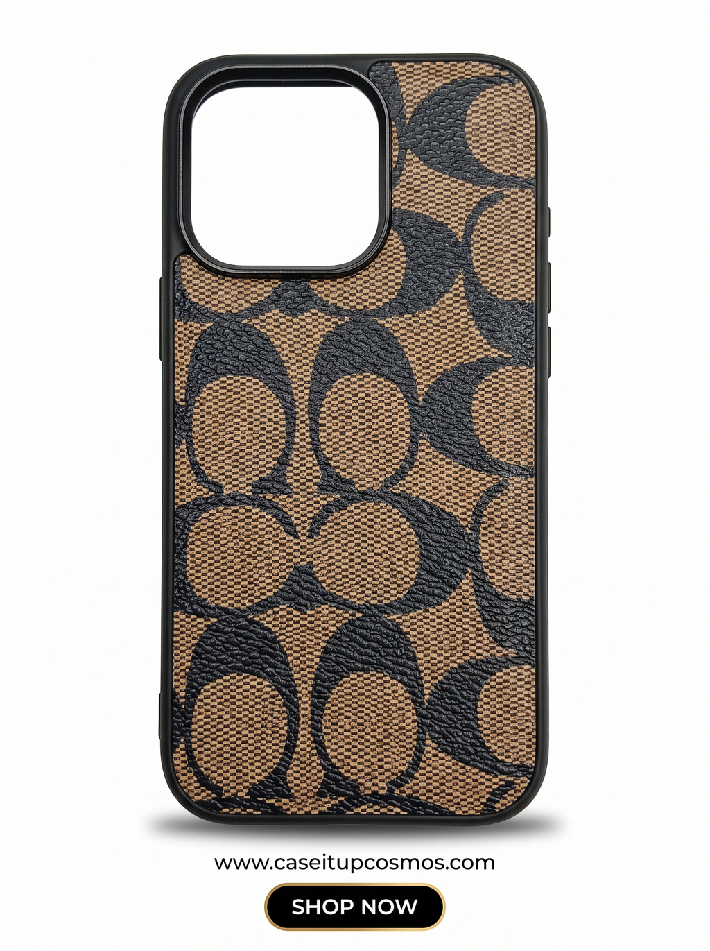 Cosmos™ Signature "C" Monogram Canvas & Leather iPhone Case | Saddle Tan