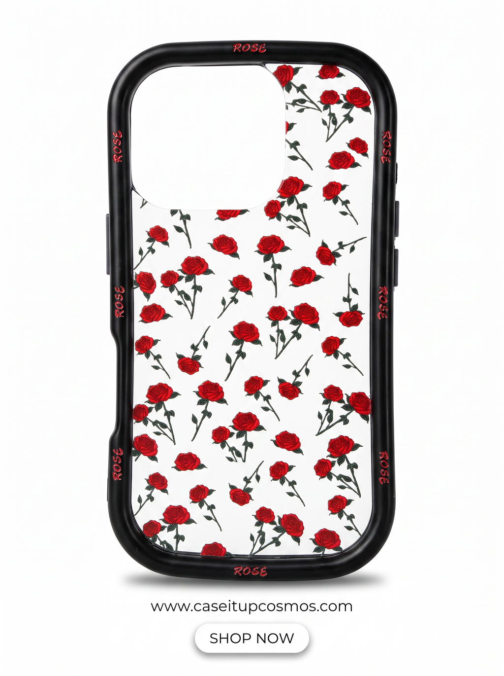 Cosmos™ Dark Romance Rose Printed iPhone Case | Edge Typography Bumper
