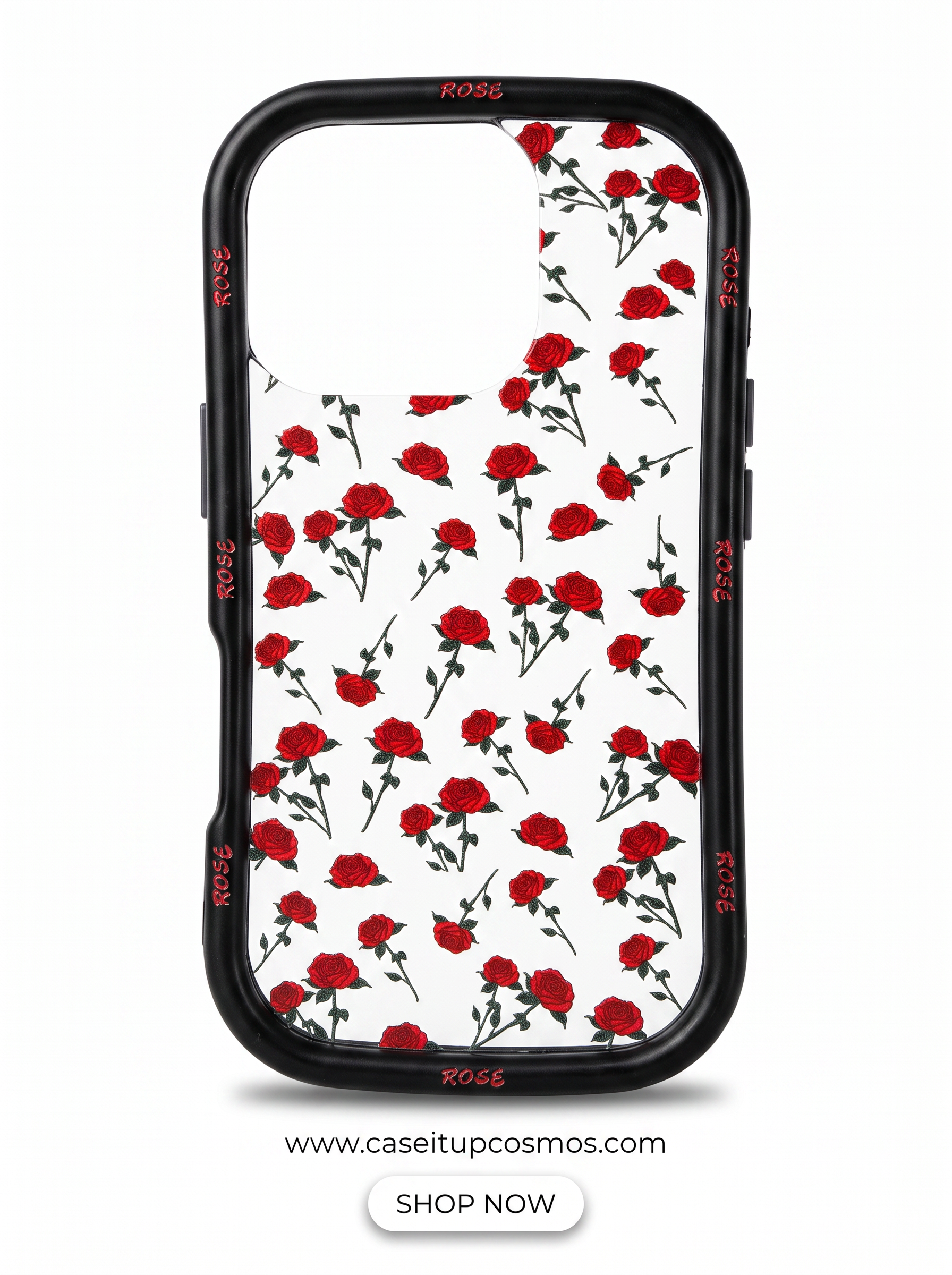 Cosmos™ Dark Romance Rose Printed iPhone Case | Edge Typography Bumper