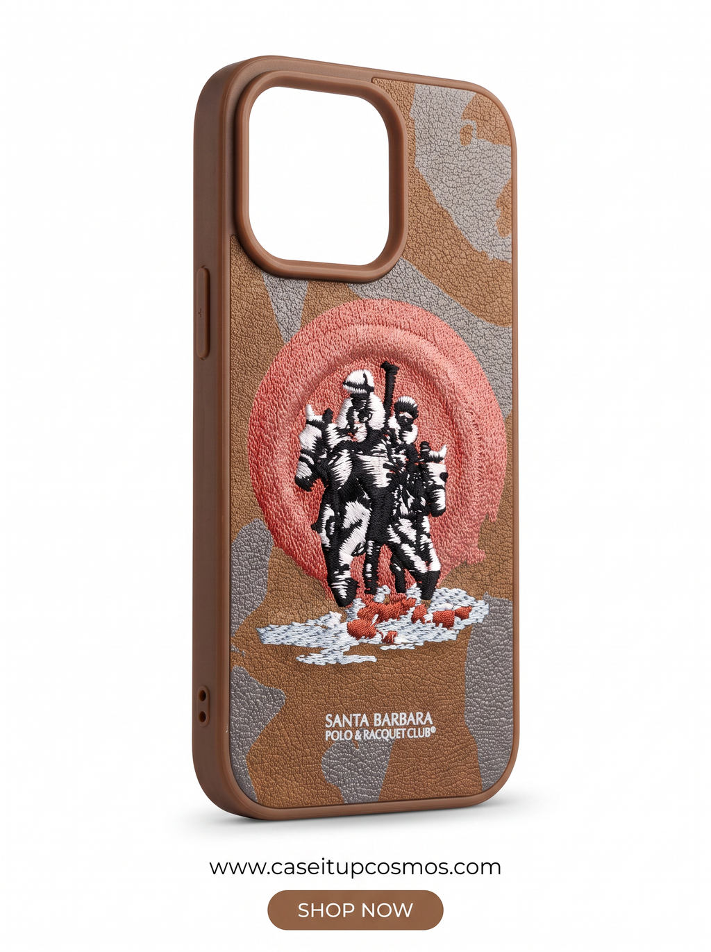 Cosmos™ Santa Barbara Polo 3D Embroidery Leather iPhone Case | Heritage Camo