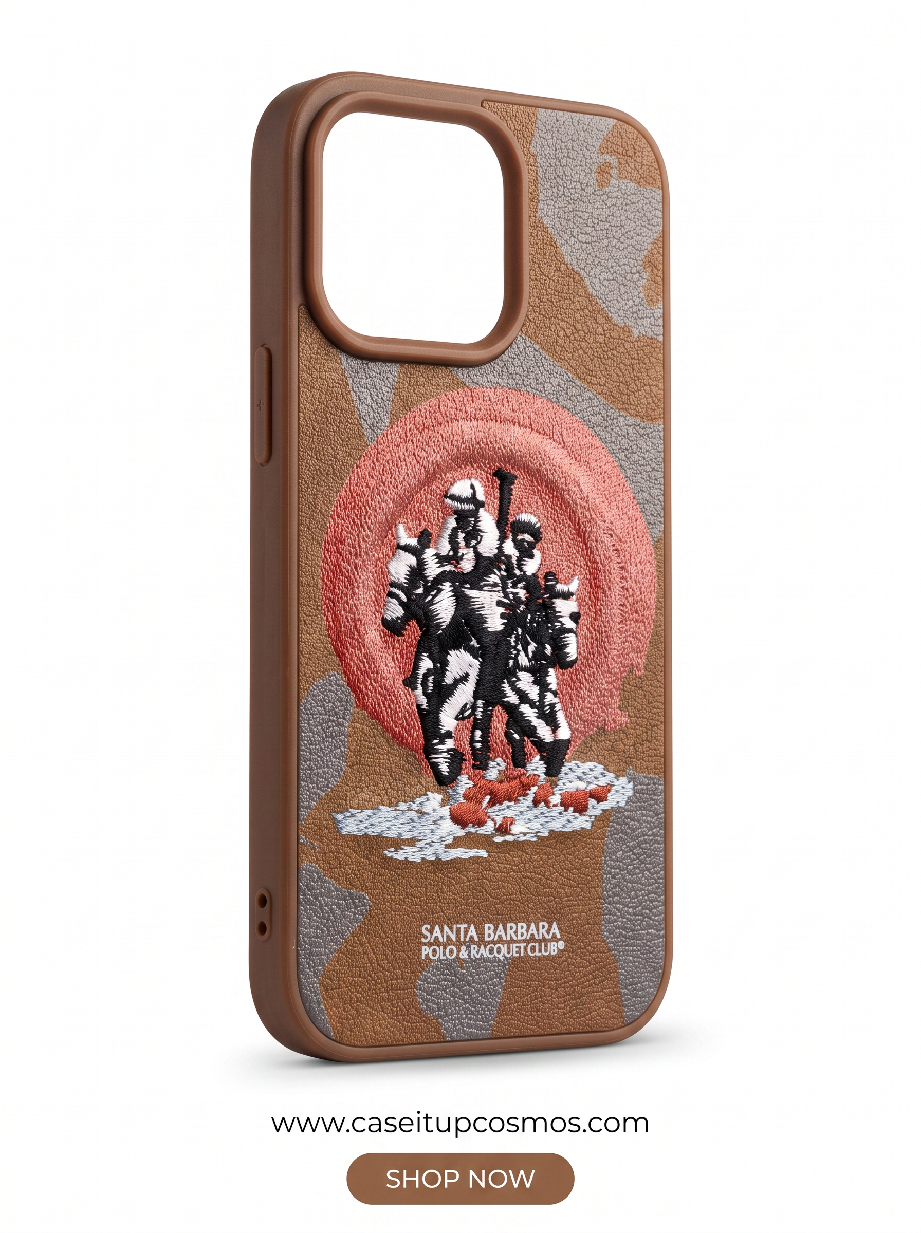 Cosmos™ Santa Barbara Polo 3D Embroidery Leather iPhone Case | Heritage Camo
