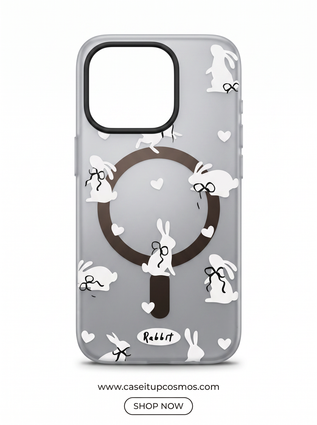 Cosmos™ Coquette Ribbon Bunny MagSafe iPhone Case | Frosted Matte Smoke