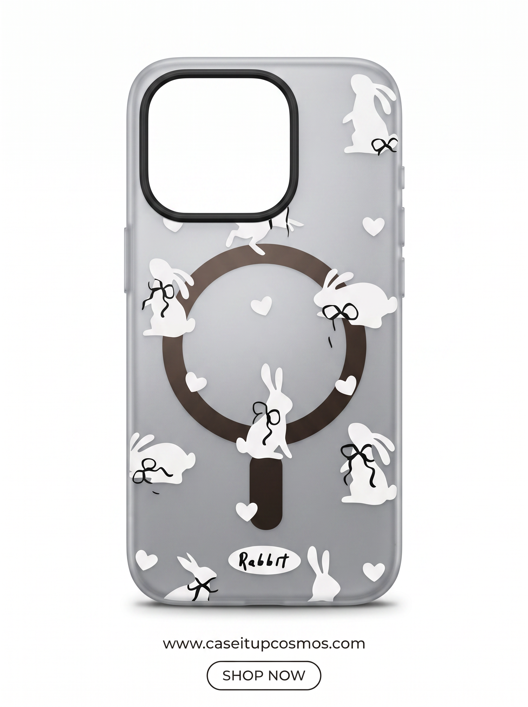 Cosmos™ Coquette Ribbon Bunny MagSafe iPhone Case | Frosted Matte Smoke