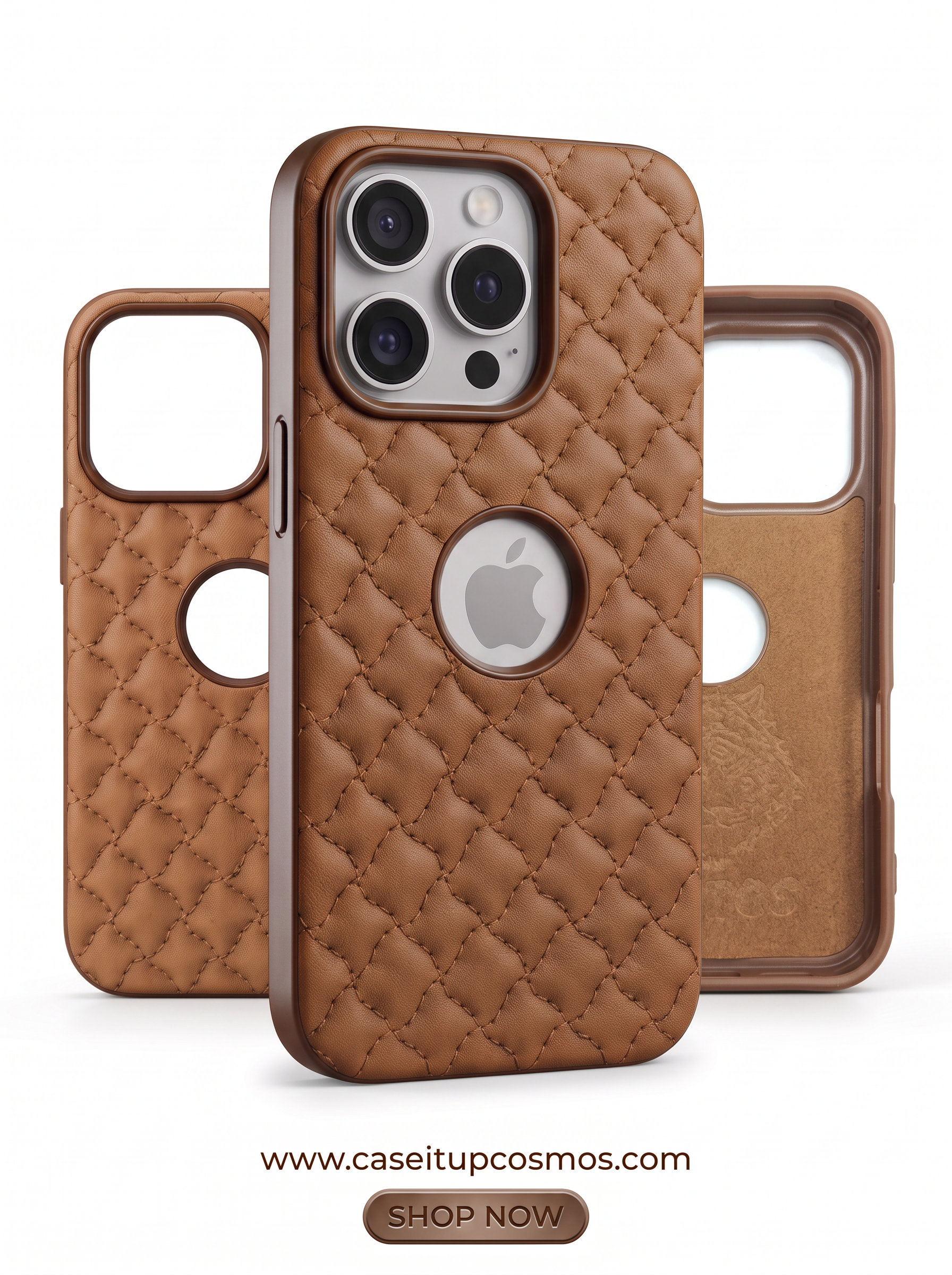 Cosmos™ Signature Quilted Leather iPhone Case | Luxury Diamond Stitch