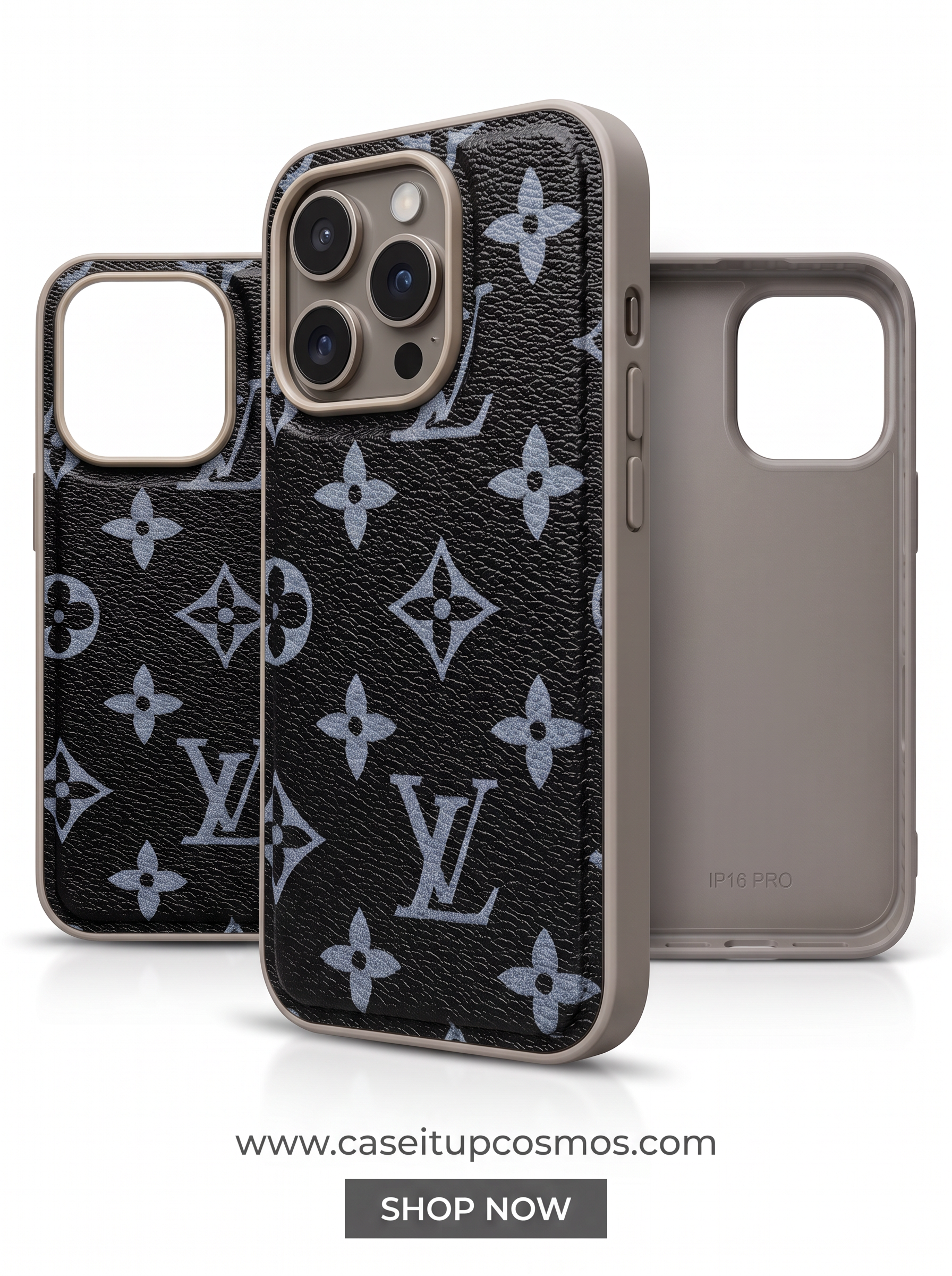 Cosmos™ Luxury Monogram Leather & Woven Canvas iPhone Case