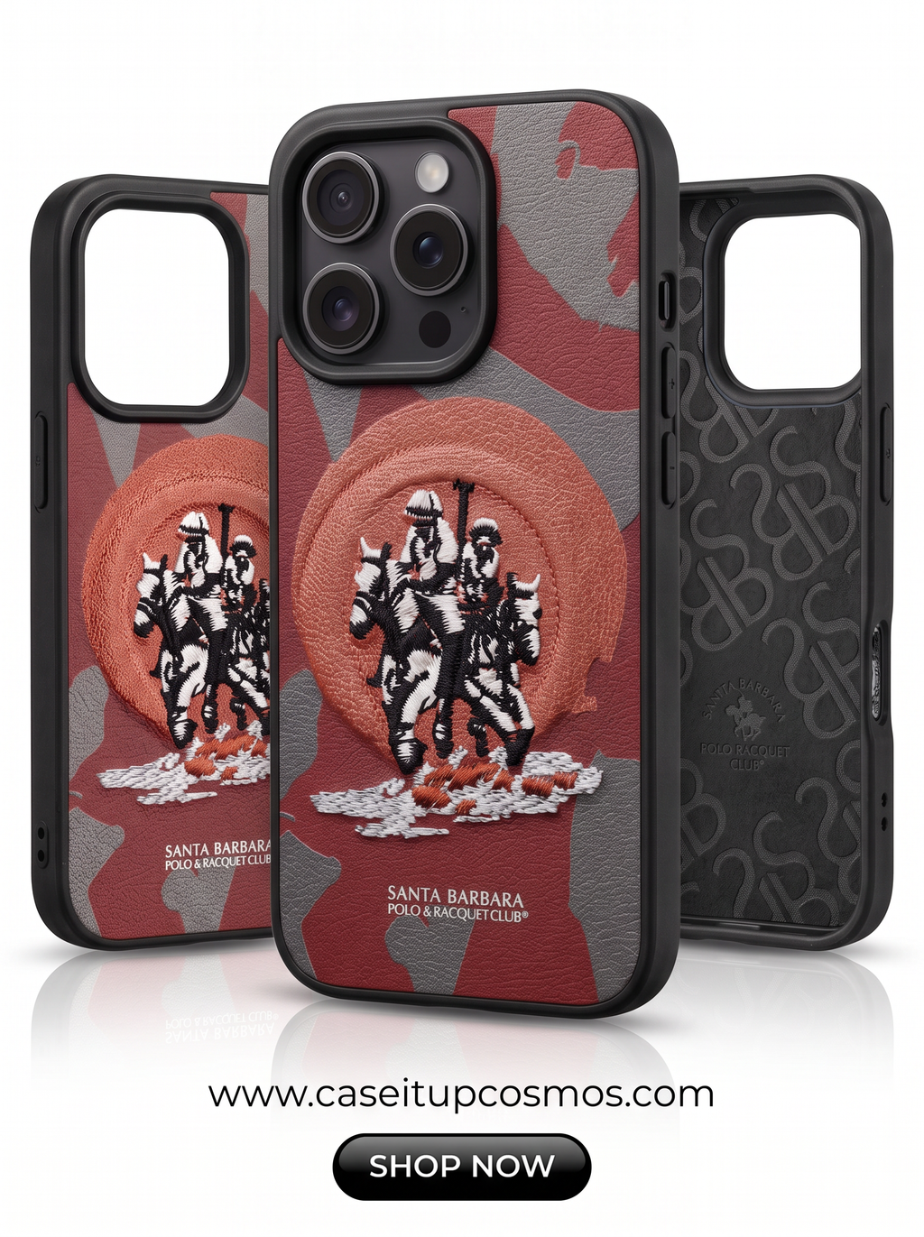 Cosmos™ Santa Barbara Polo 3D Embroidery Leather iPhone Case | Heritage Camo