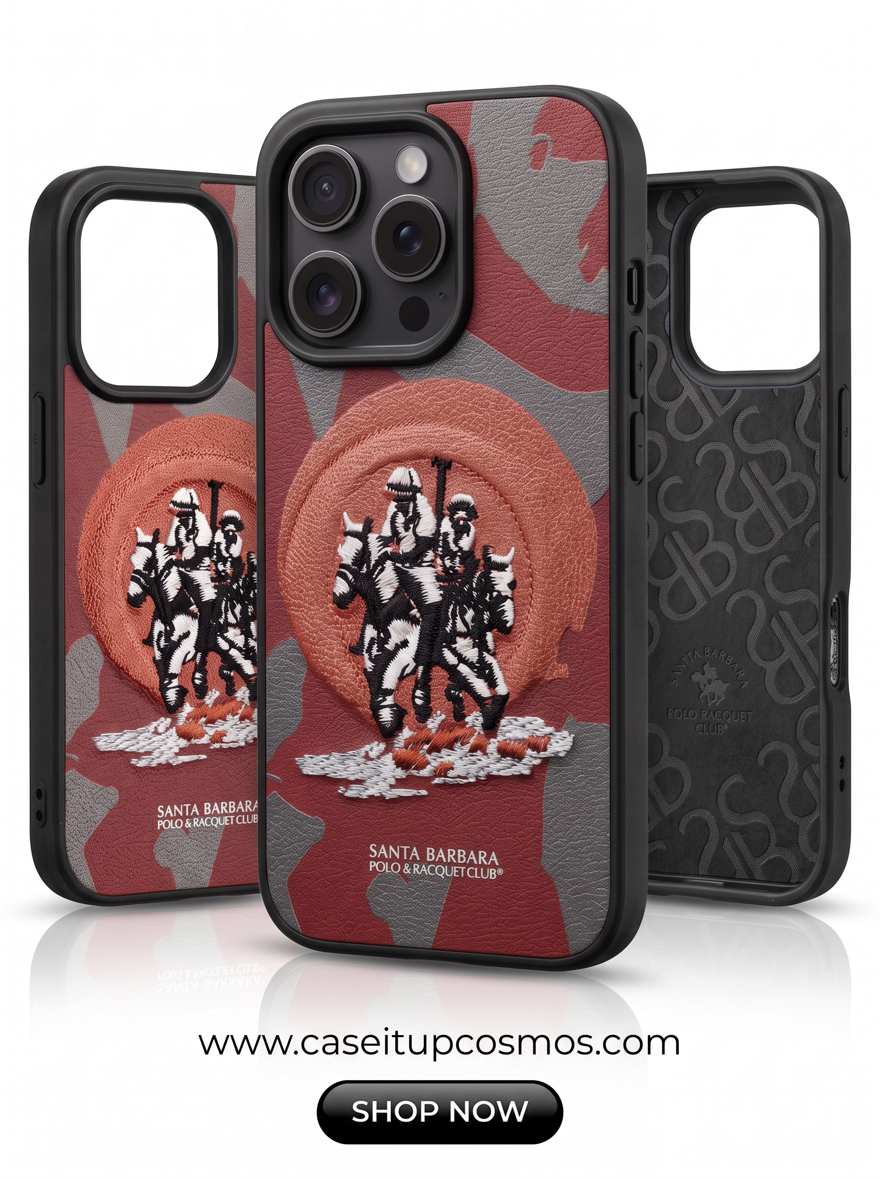 Cosmos™ Santa Barbara Polo 3D Embroidery Leather iPhone Case | Heritage Camo