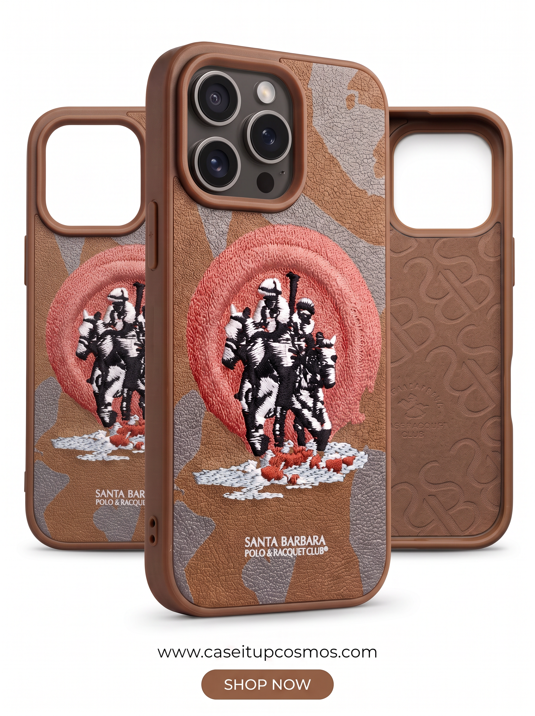 Cosmos™ Santa Barbara Polo 3D Embroidery Leather iPhone Case | Heritage Camo
