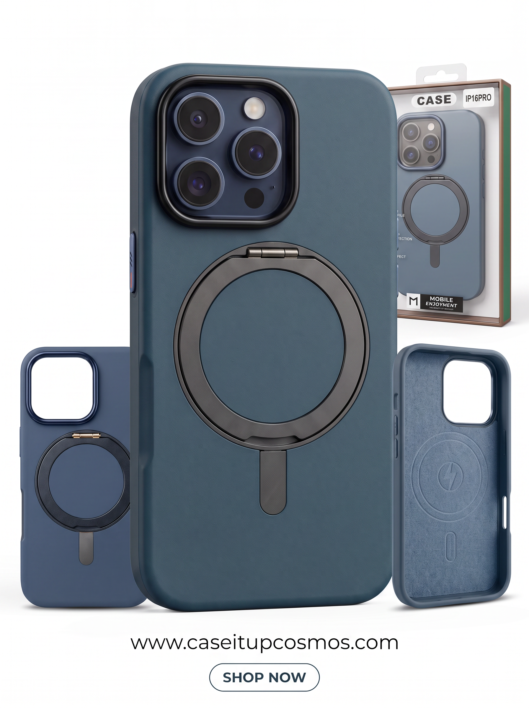 Cosmos™ Invisible Metal Ring Kickstand MagSafe iPhone Case | Slate Blue