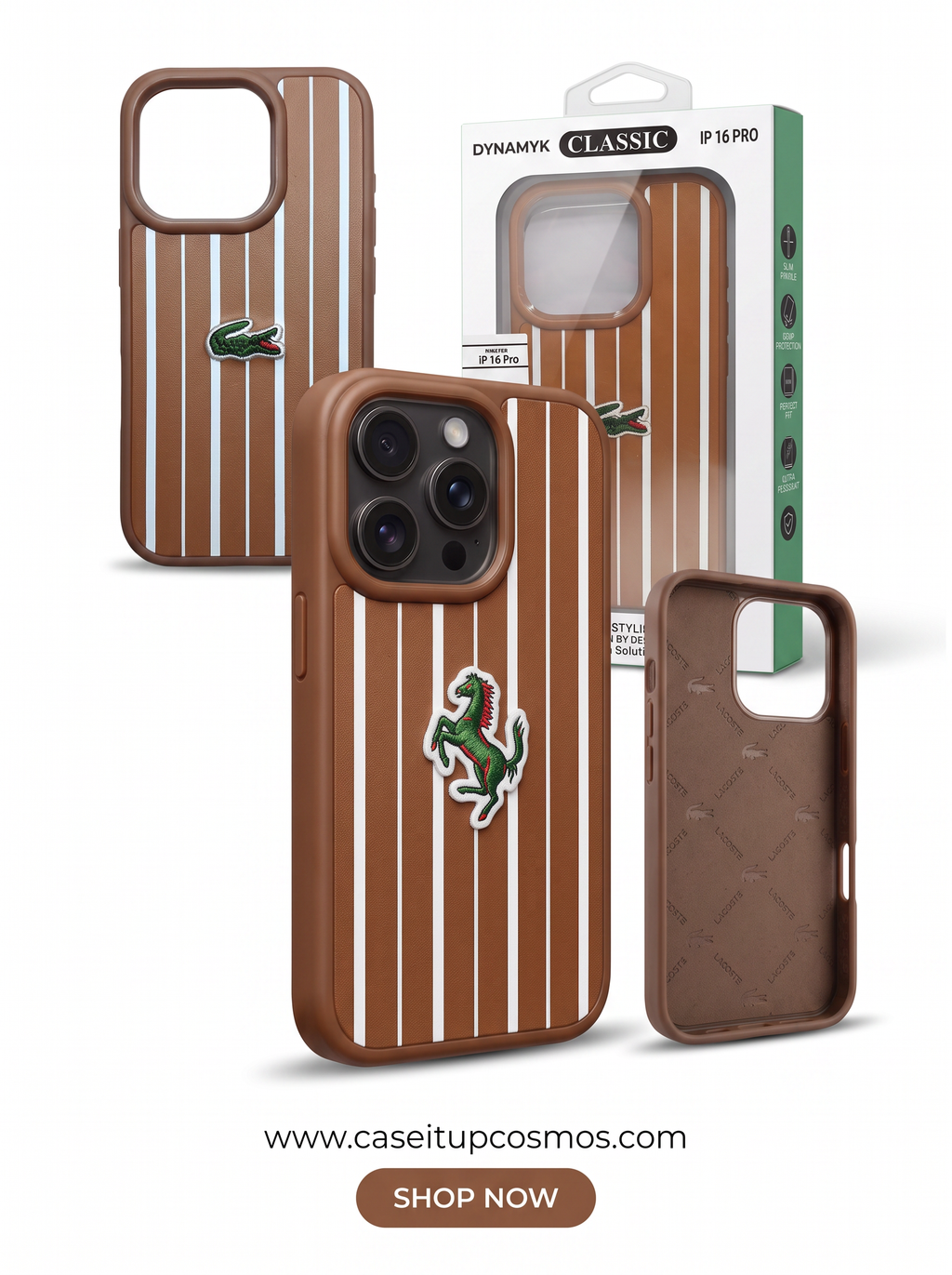 Cosmos™ Vintage Pinstripe Embroidered Leather iPhone Case | Tennis Heritage Edition