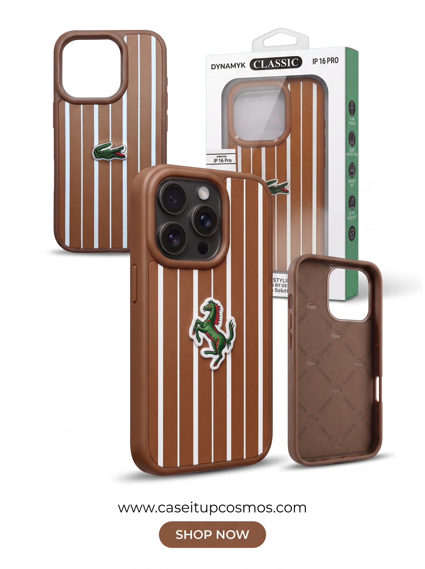 Cosmos™ Vintage Pinstripe Embroidered Leather iPhone Case | Tennis Heritage Edition