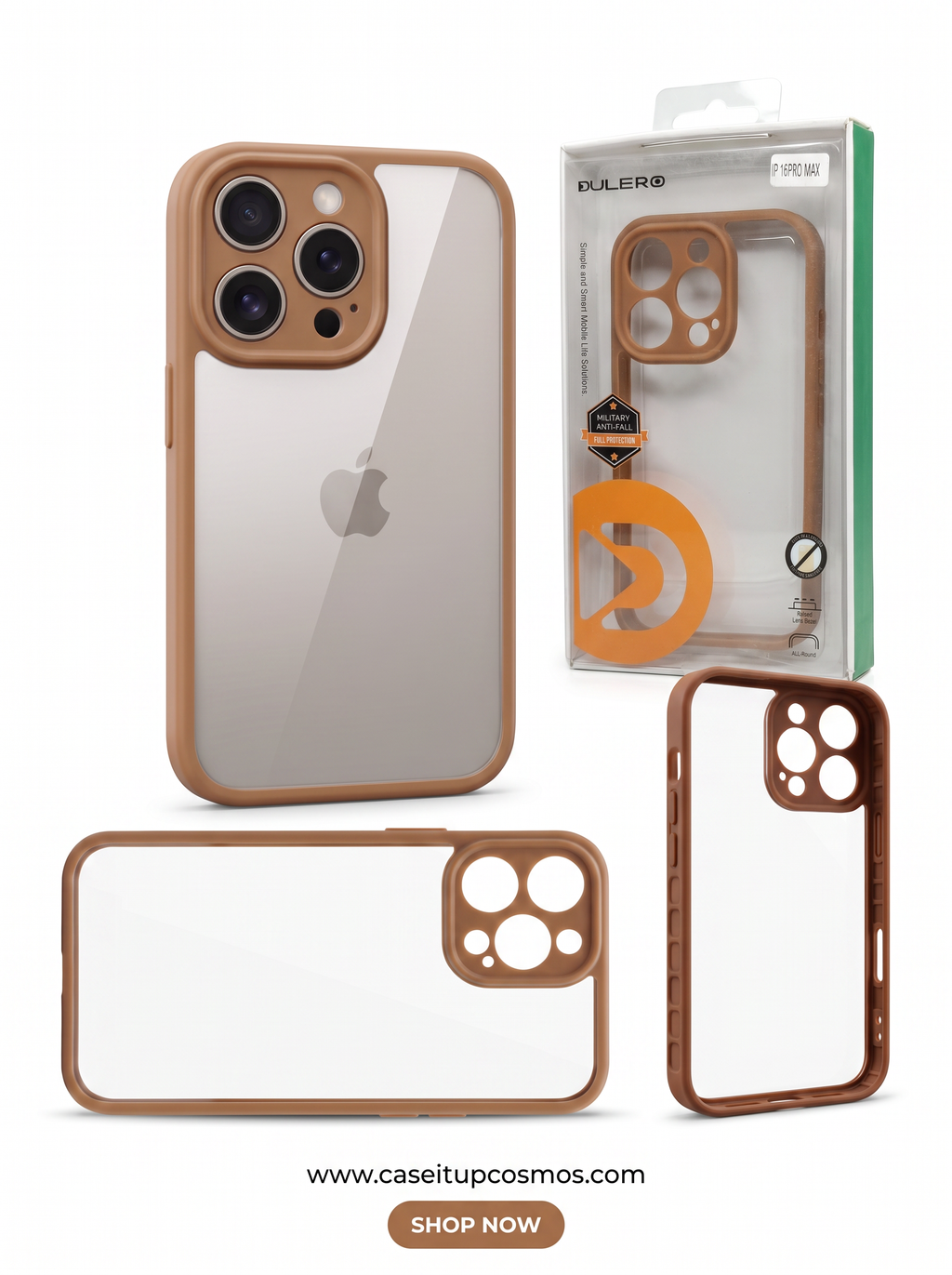 Cosmos™ Clear Caramel Armor iPhone Case | Military Drop Defense & Lens Shield