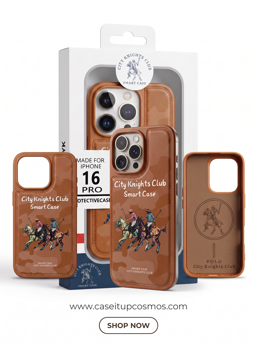 Cosmos™ City Knights Club Polo Leather iPhone Case | Equestrian Heritage Art
