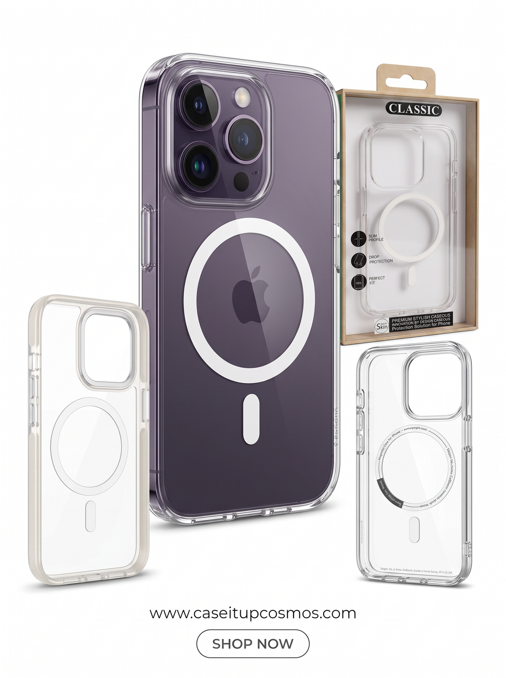 Cosmos™ Crystal Clear MagSafe iPhone Case | Non-Slip Side Grips & Lens Guard
