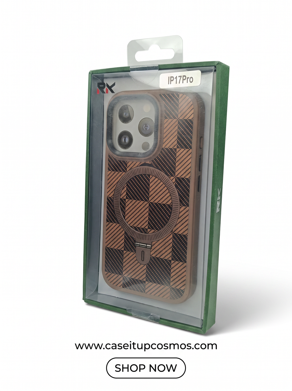 Cosmos™ Mocha Carbon Fiber MagSafe Kickstand iPhone Case