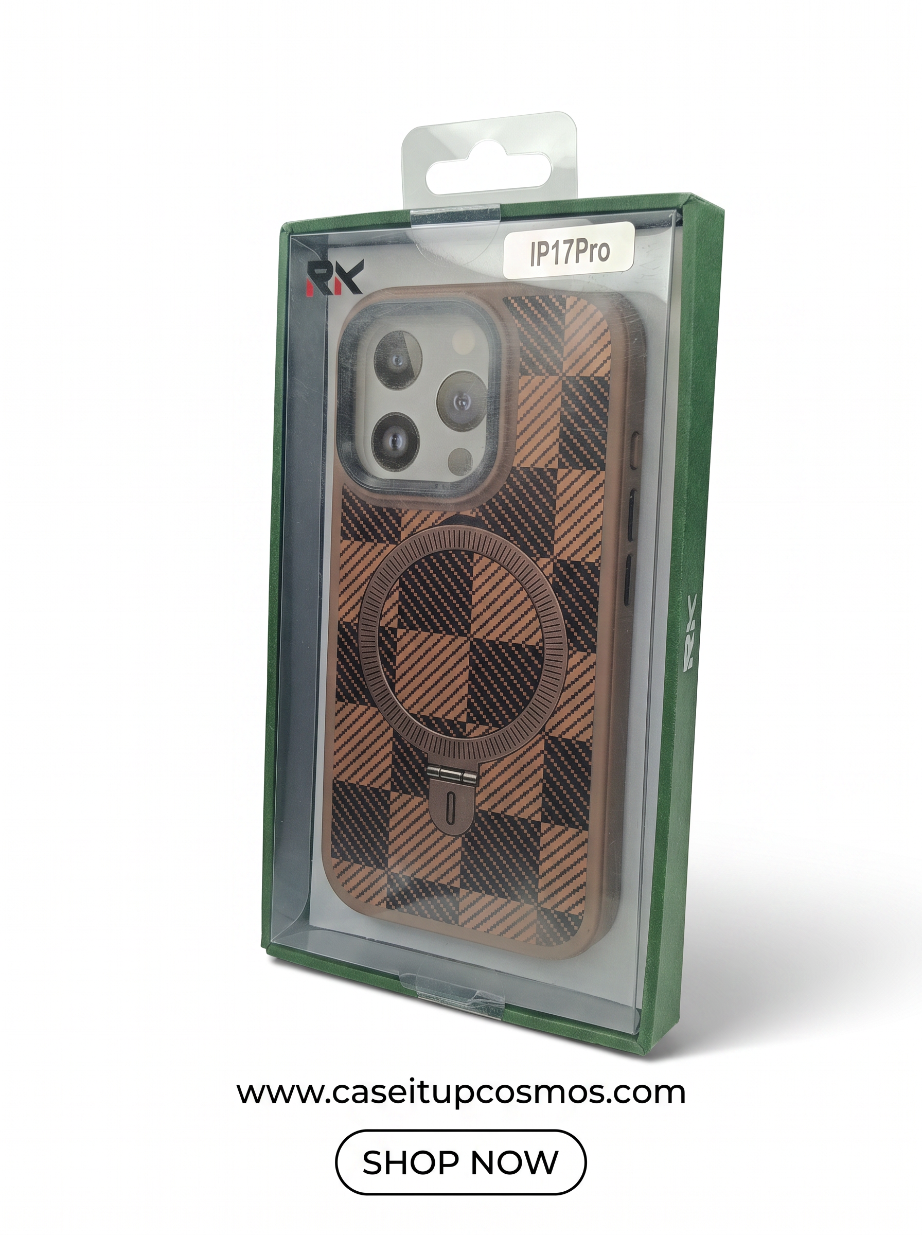 Cosmos™ Mocha Carbon Fiber MagSafe Kickstand iPhone Case