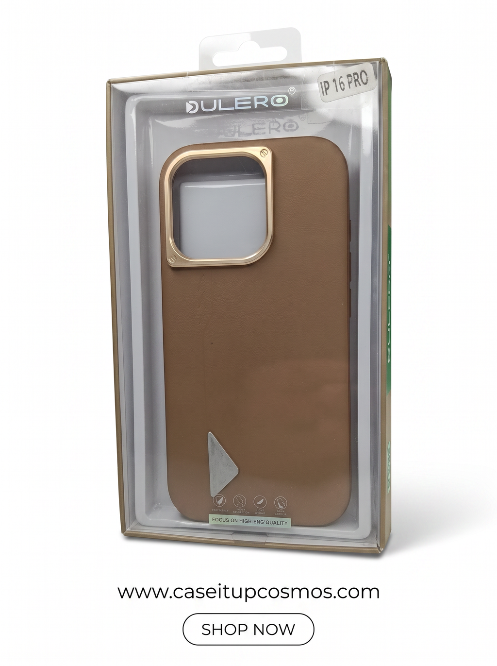 The Prism Emblem Edition Leather iPhone Case | Champagne Gold Camera Shield