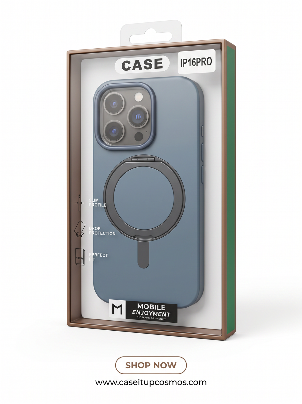 Cosmos™ Invisible Metal Ring Kickstand MagSafe iPhone Case | Slate Blue