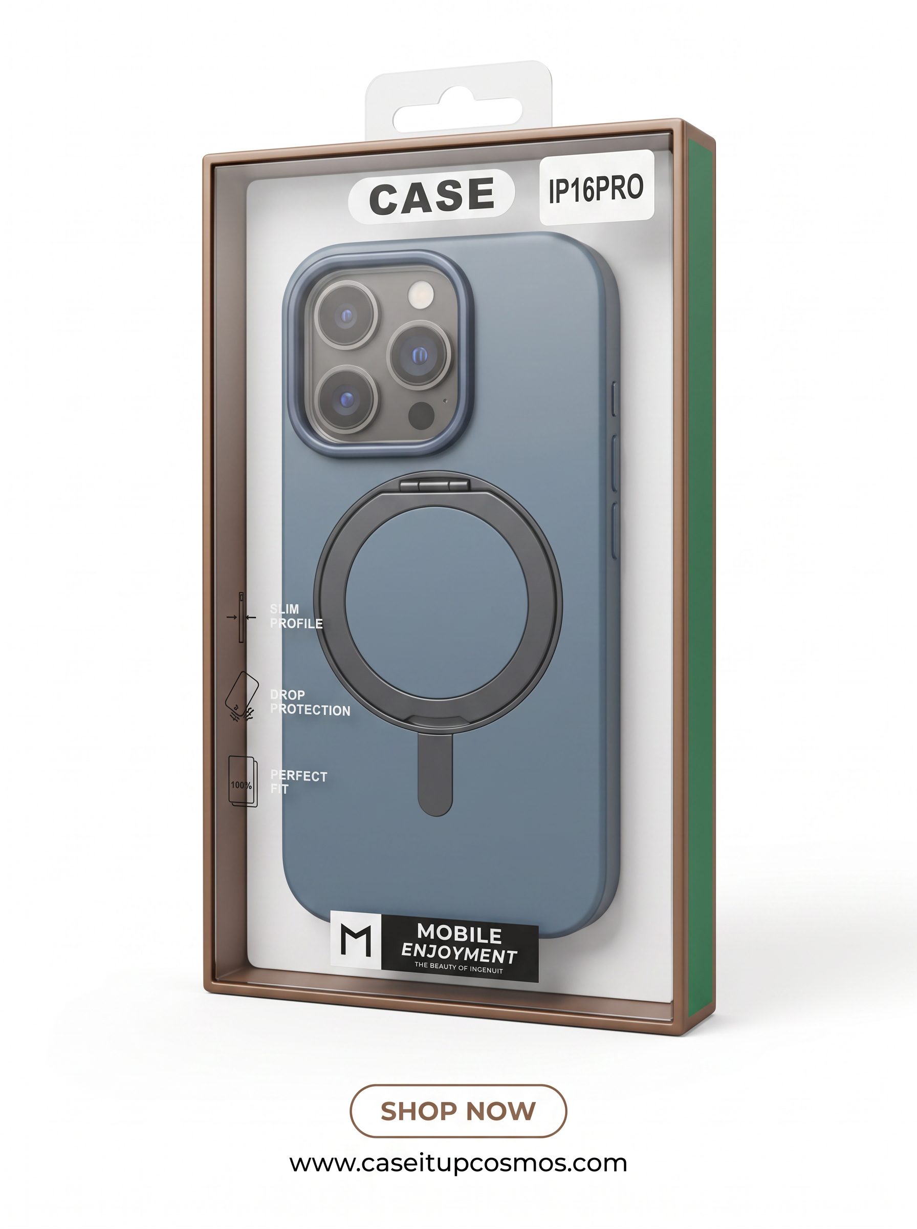 Cosmos™ Invisible Metal Ring Kickstand MagSafe iPhone Case | Slate Blue