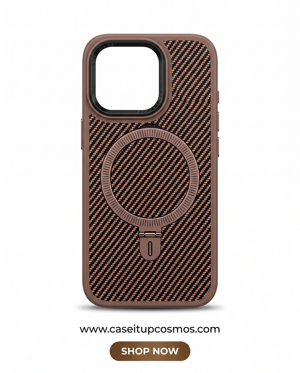 Cosmos™ Mocha Carbon Fiber MagSafe Kickstand iPhone Case