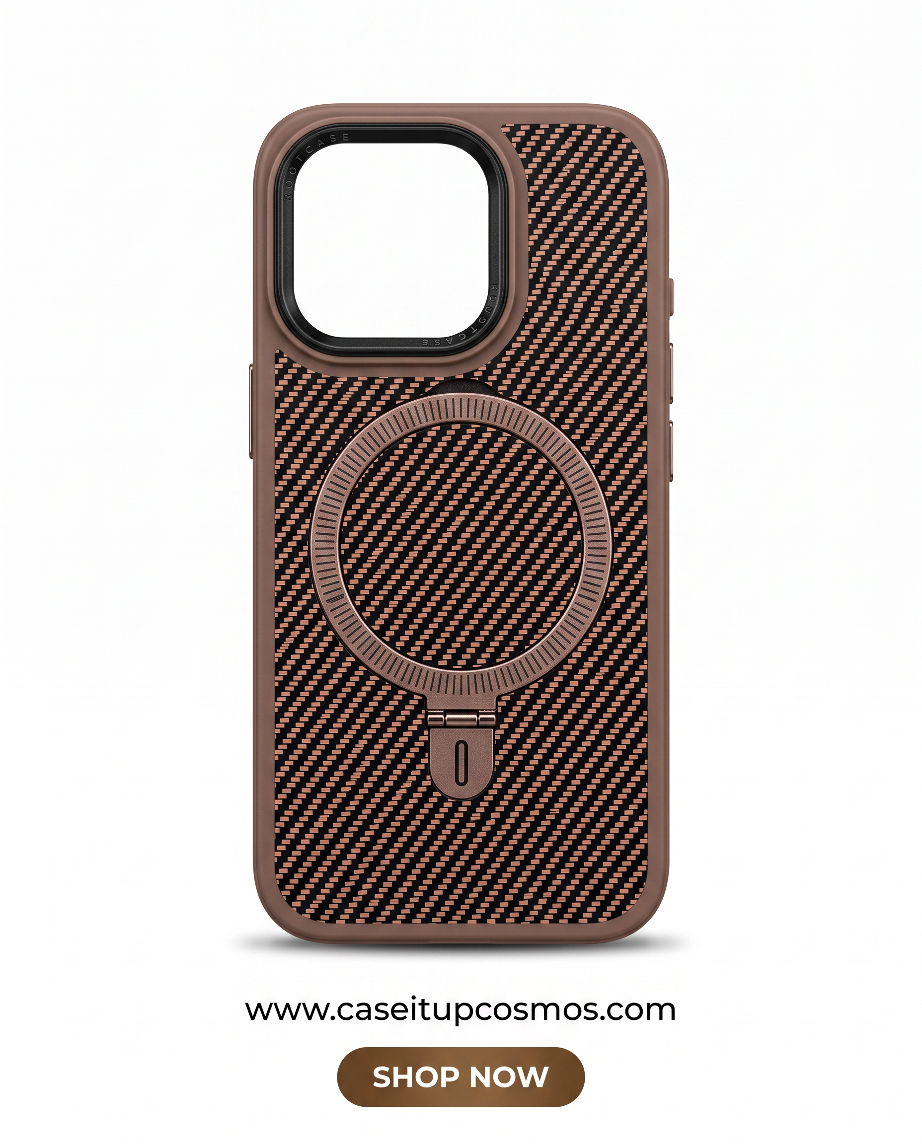 Cosmos™ Mocha Carbon Fiber MagSafe Kickstand iPhone Case