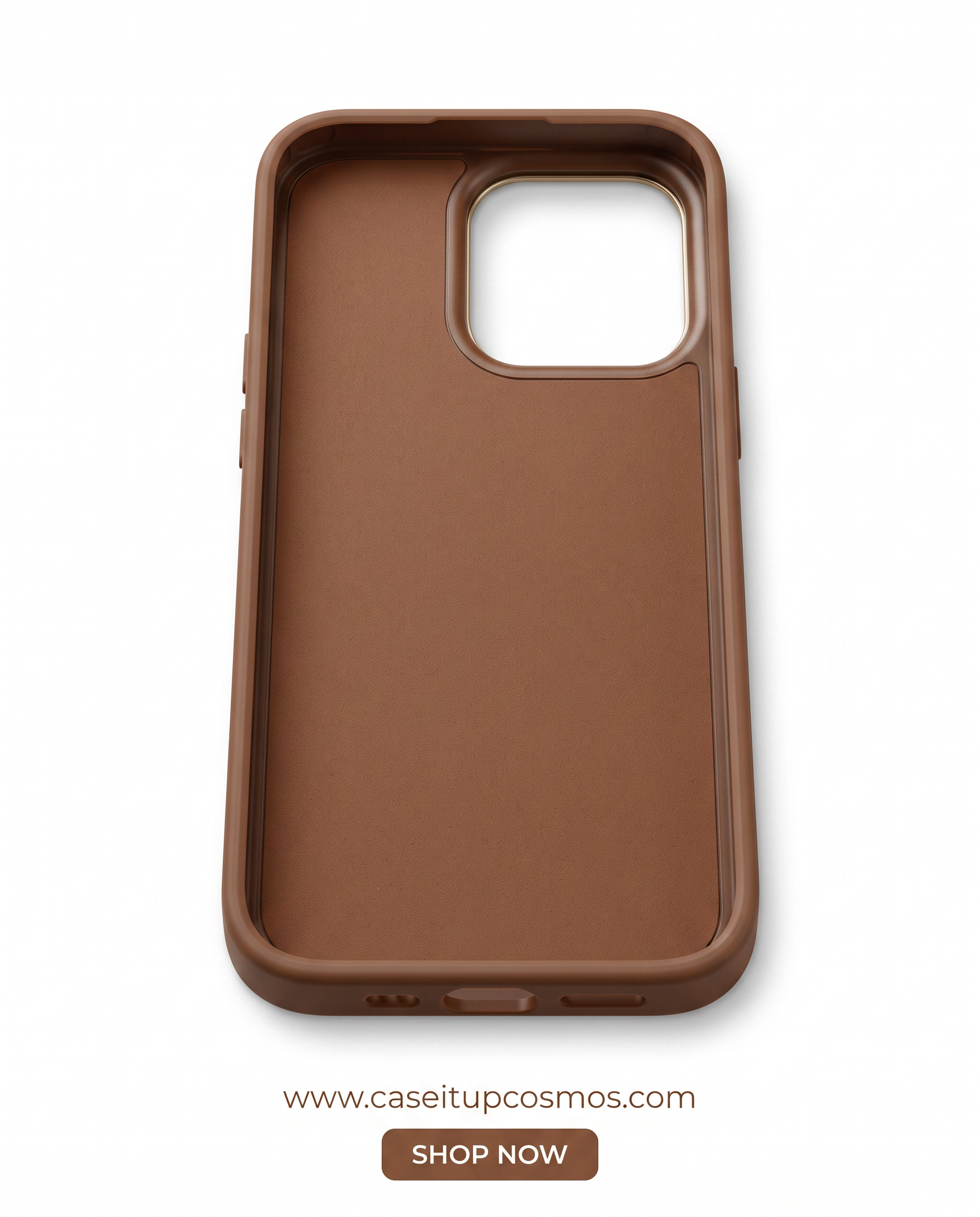 The Prism Emblem Edition Leather iPhone Case | Champagne Gold Camera Shield