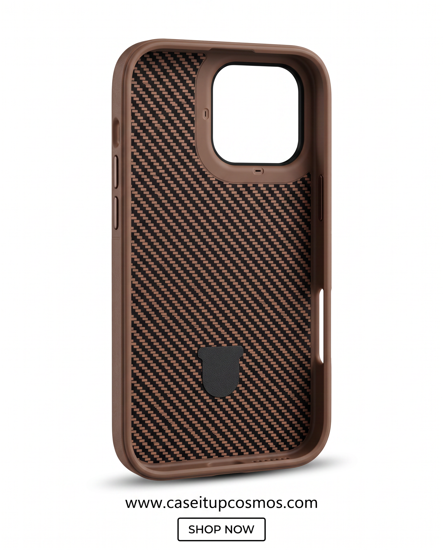 Cosmos™ Mocha Carbon Fiber MagSafe Kickstand iPhone Case