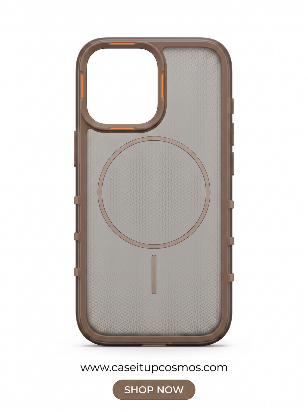 Cosmos™ Tactical Mesh MagSafe iPhone Case | Taupe Brown & Orange Accents