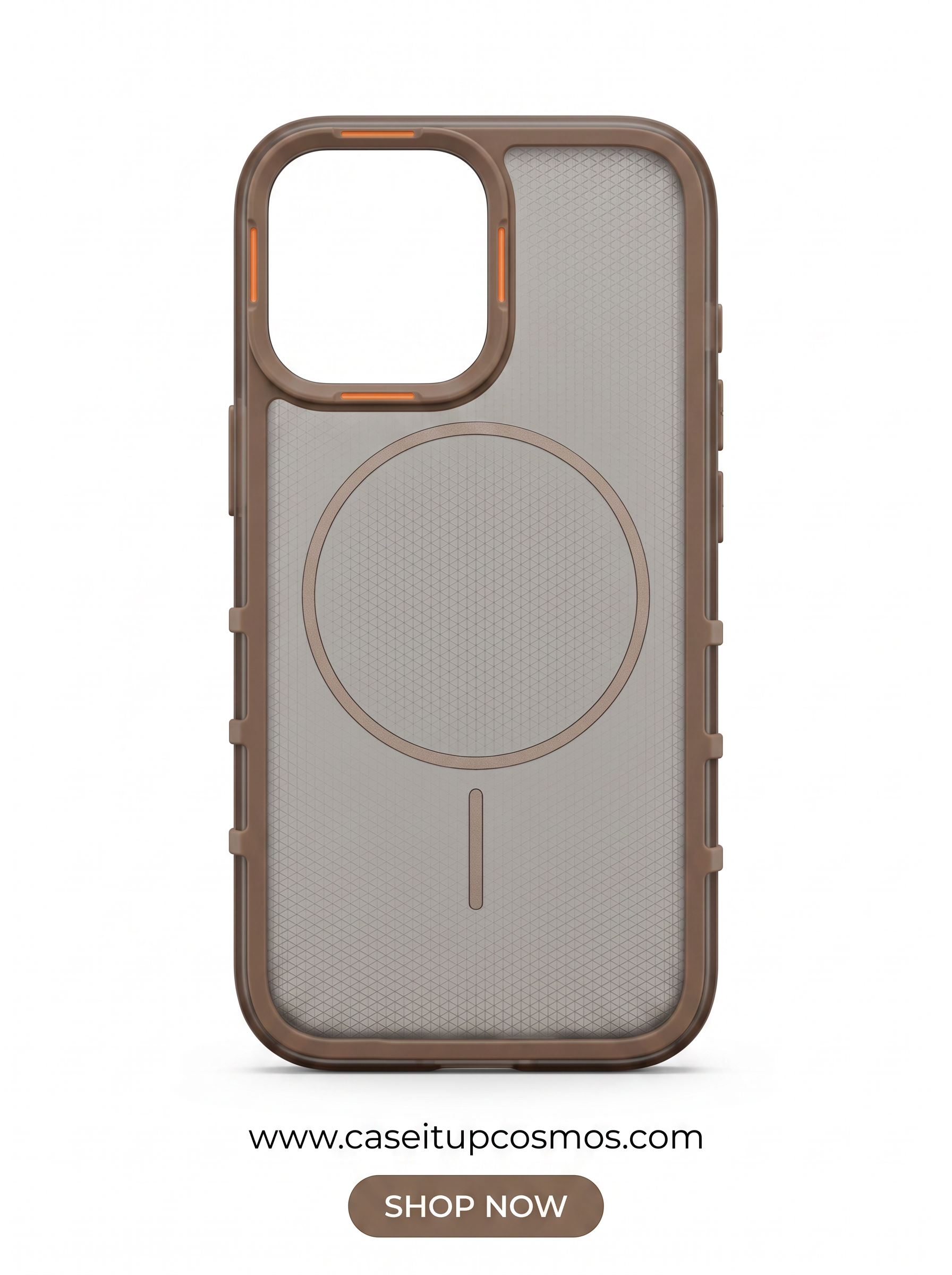 Cosmos™ Tactical Mesh MagSafe iPhone Case | Taupe Brown & Orange Accents