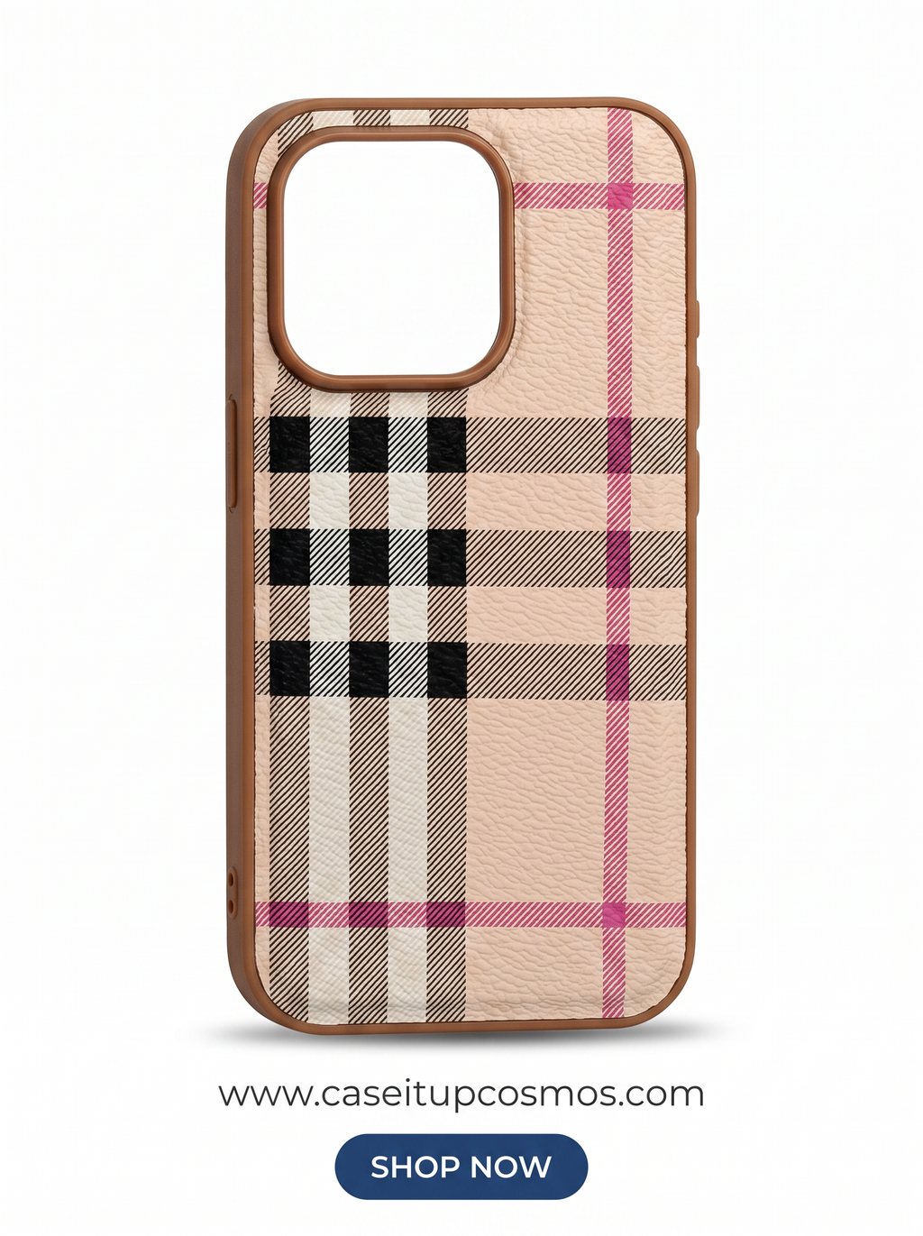 Cosmos™ Vintage Plaid Leather iPhone Case | Luxury Checkered Pattern