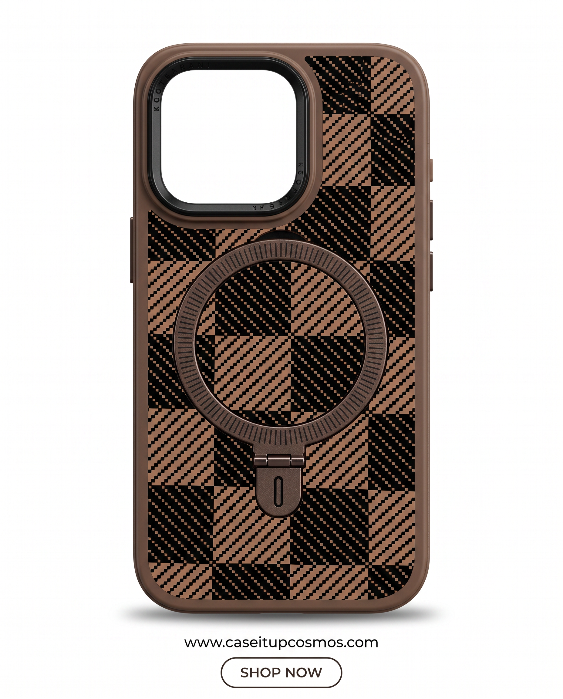 Cosmos™ Mocha Carbon Fiber MagSafe Kickstand iPhone Case