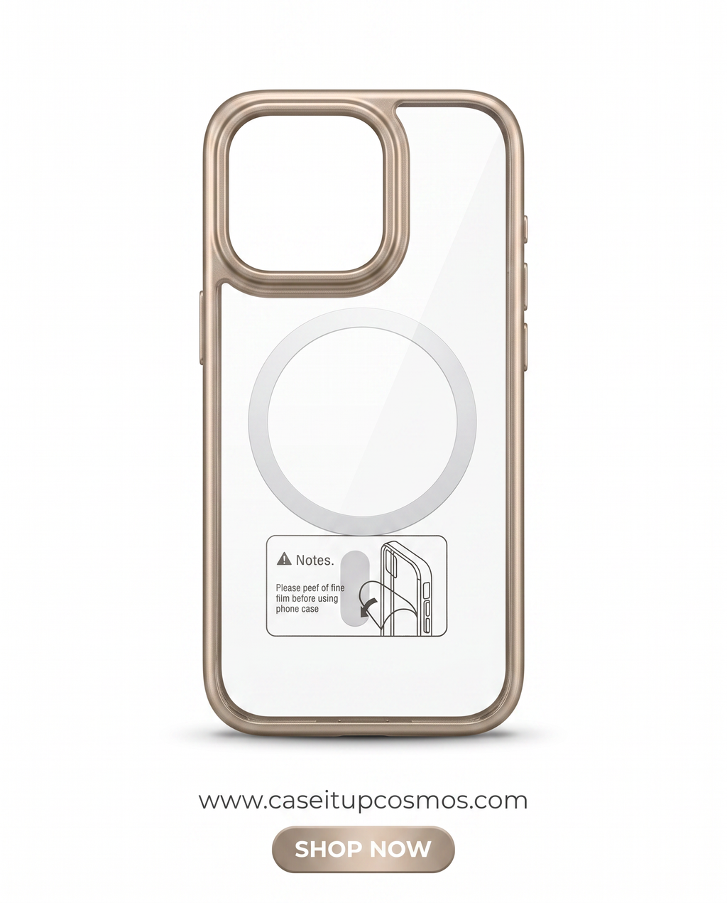 Cosmos™ Minimalist Clear Hybrid MagSafe Cover | Satin Metallic Bumper