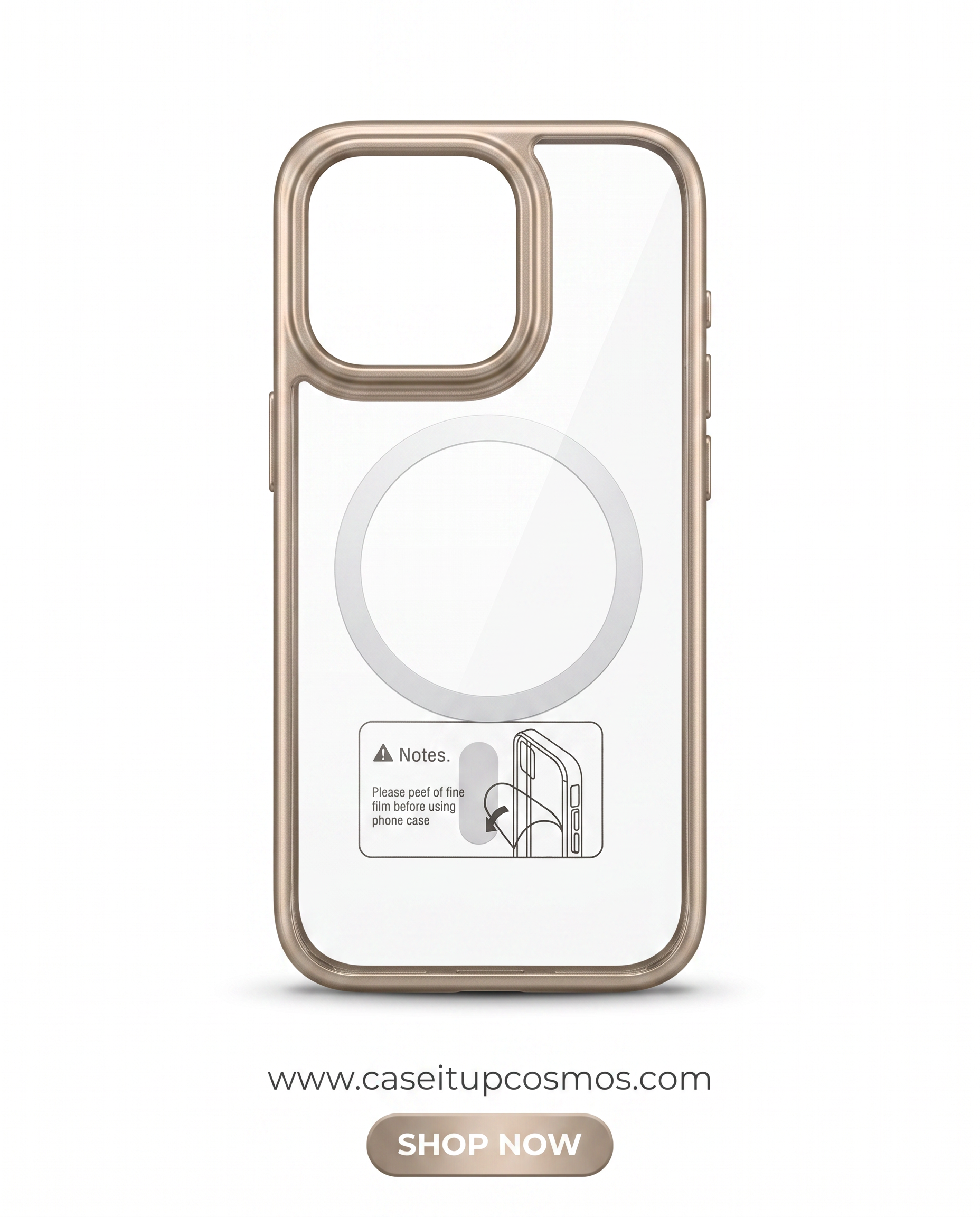 Cosmos™ Minimalist Clear Hybrid MagSafe Cover | Satin Metallic Bumper