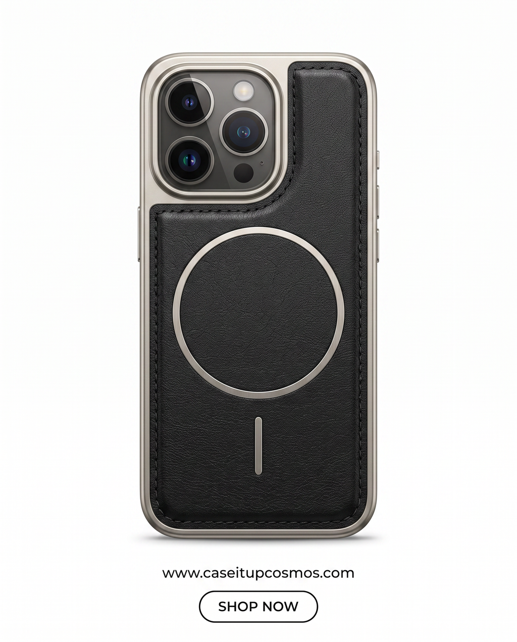 The Minimalist Leather MagSafe Edition Case for iPhone | Titanium Bumper