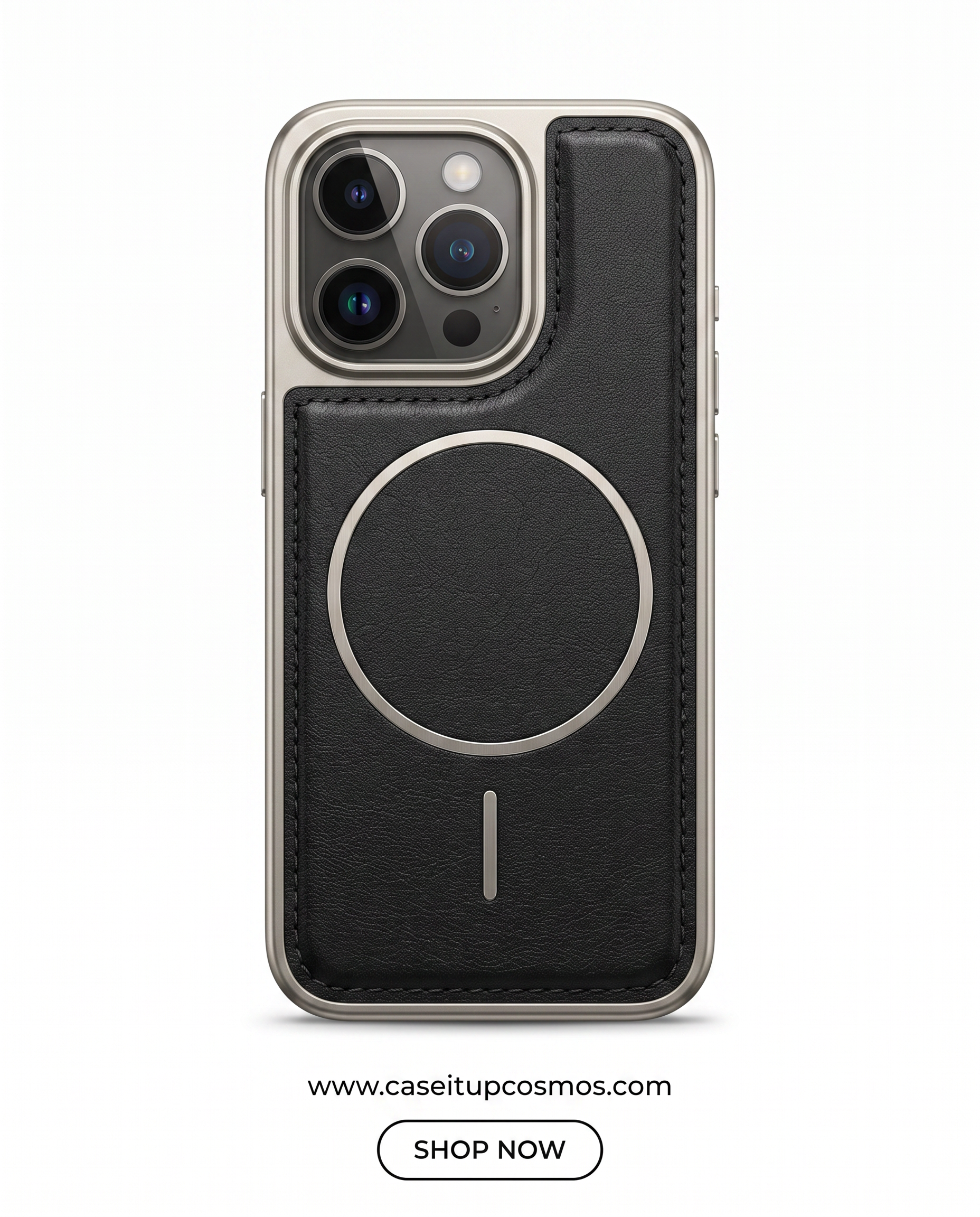 The Minimalist Leather MagSafe Edition Case for iPhone | Titanium Bumper
