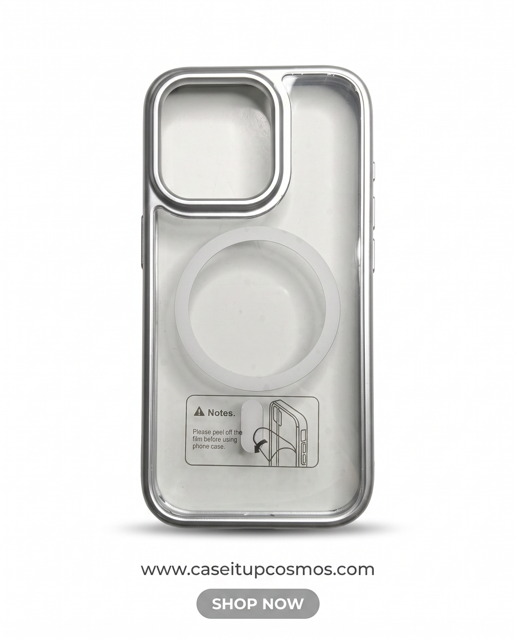 Cosmos™ Minimalist Clear Hybrid MagSafe Cover | Satin Metallic Bumper