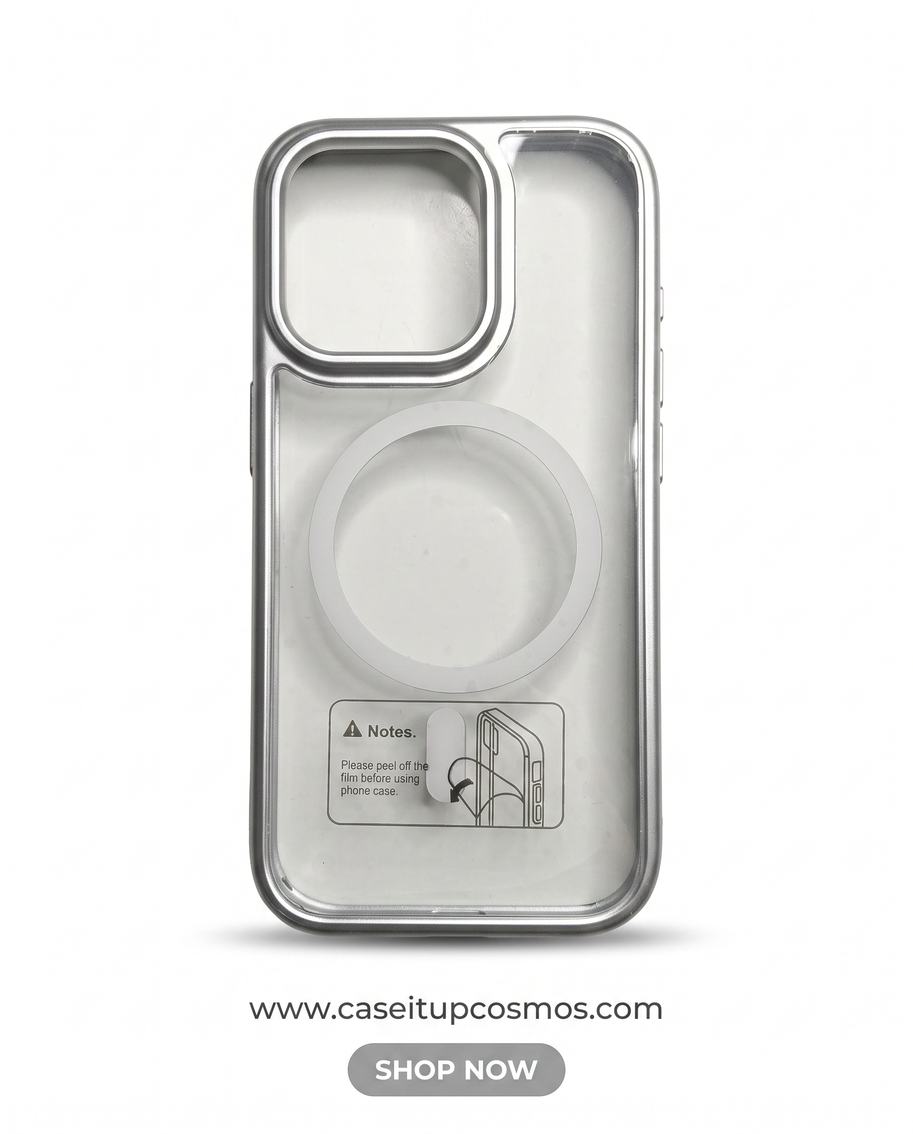 Cosmos™ Minimalist Clear Hybrid MagSafe Cover | Satin Metallic Bumper