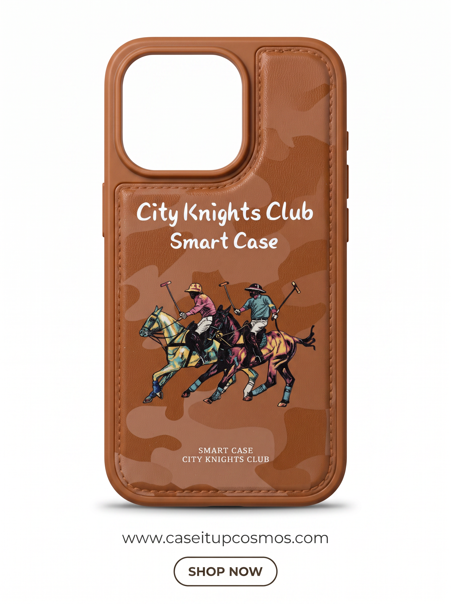 Cosmos™ City Knights Club Polo Leather iPhone Case | Equestrian Heritage Art